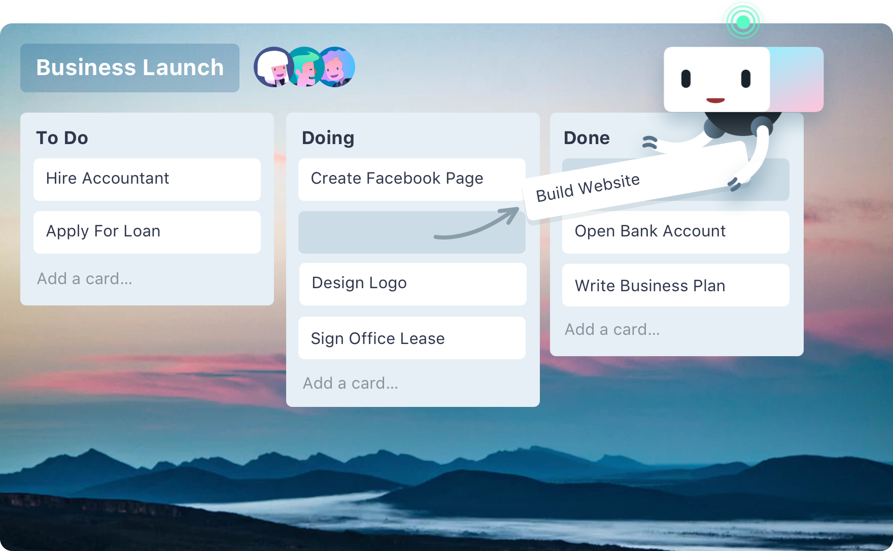 Business launch. TODOLIST Trello. Create account Page Design. Business vs creator account.