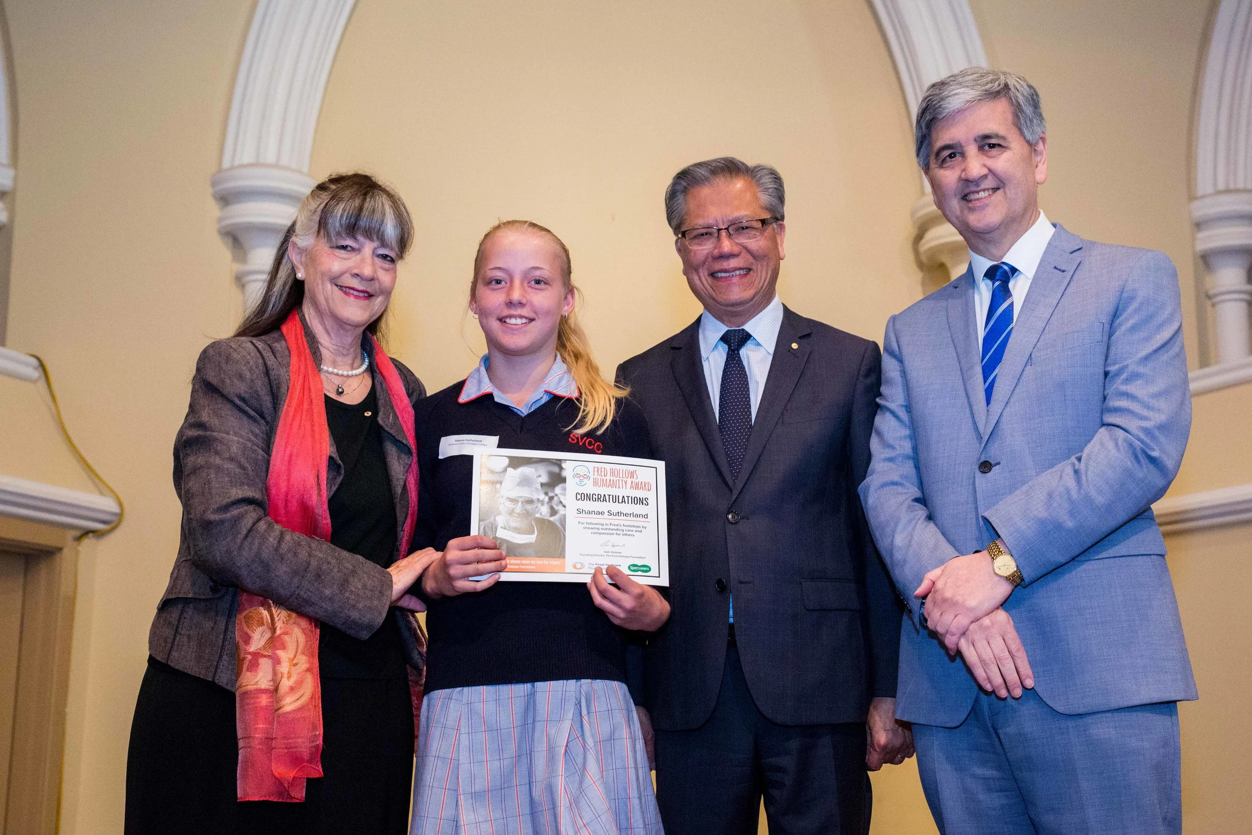 Shanae receiving her award.