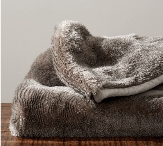 Faux Fur Throw Chincilla Pottery Barn