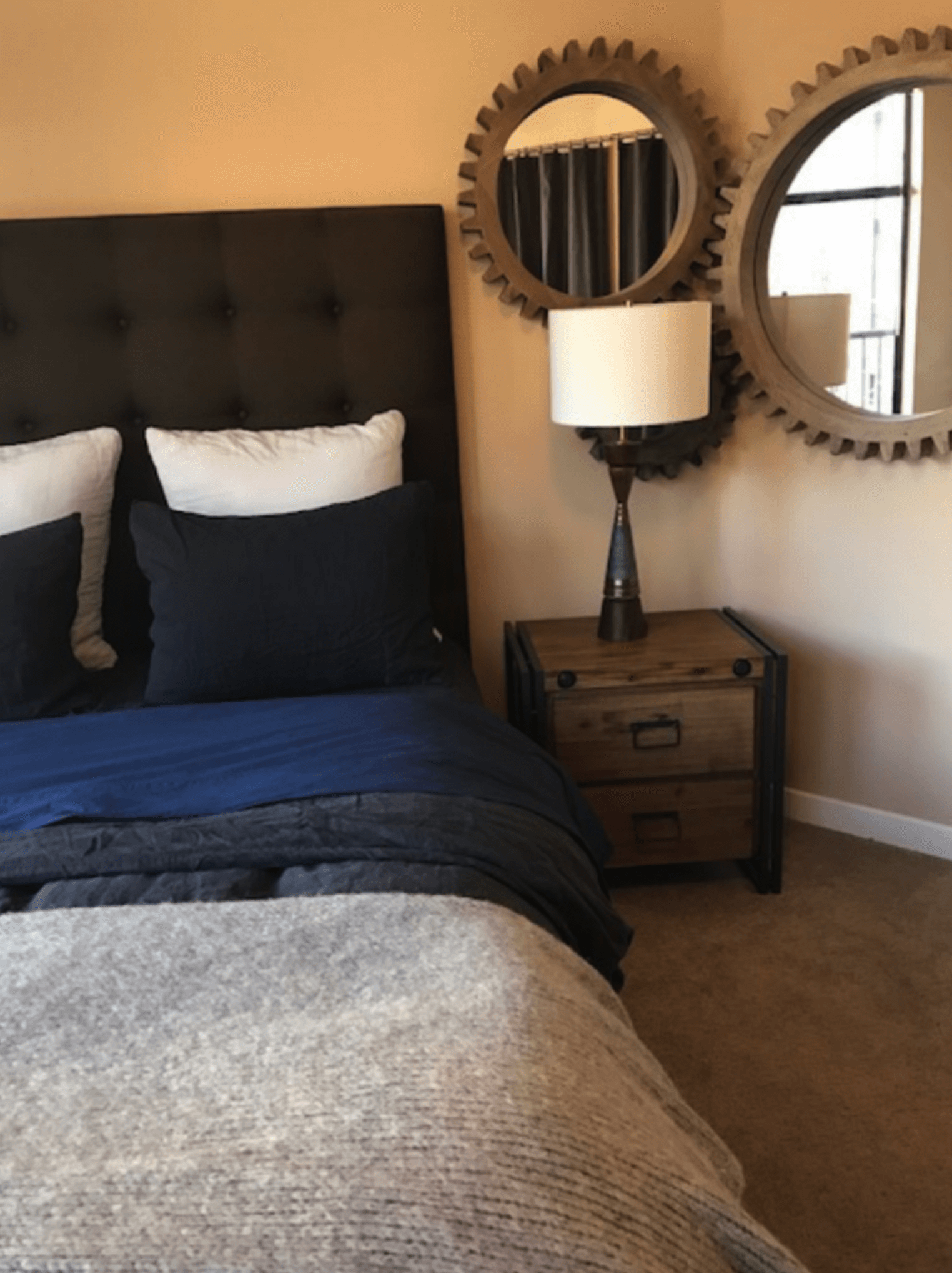 Bachelor pad industrial bedroom