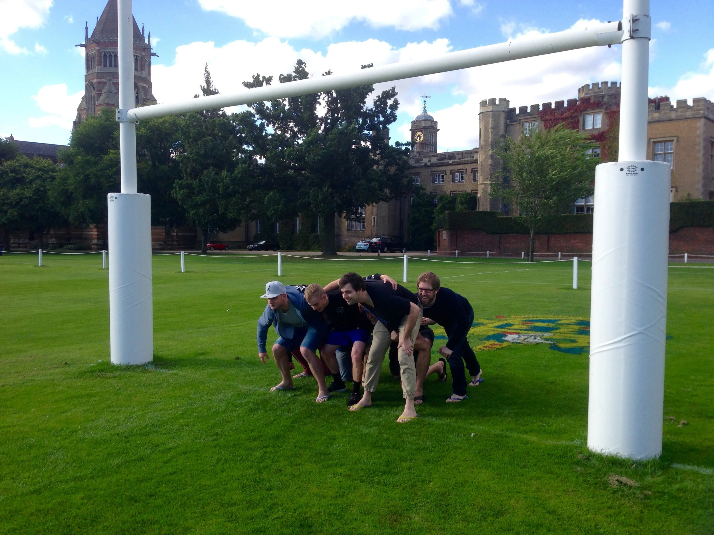 Scrum on the Rugby School field. Kieran 'big man' Smith as hooker. 