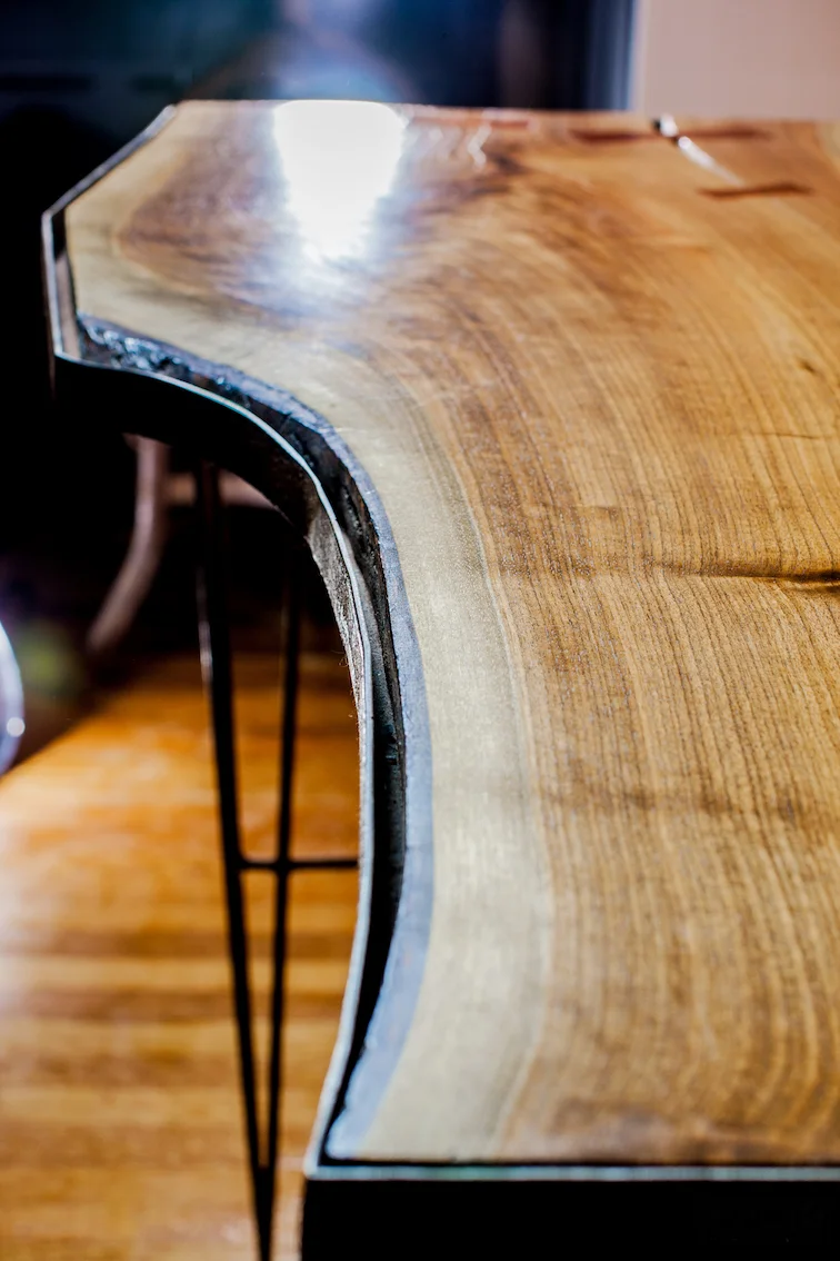 Walnut and Steel Minimal Desk [detail]