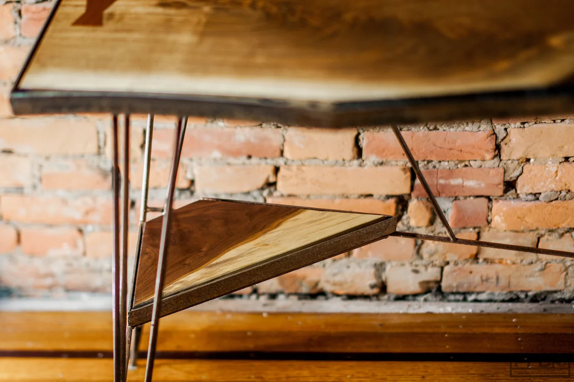 Walnut and Steel Minimal Desk [Detail]