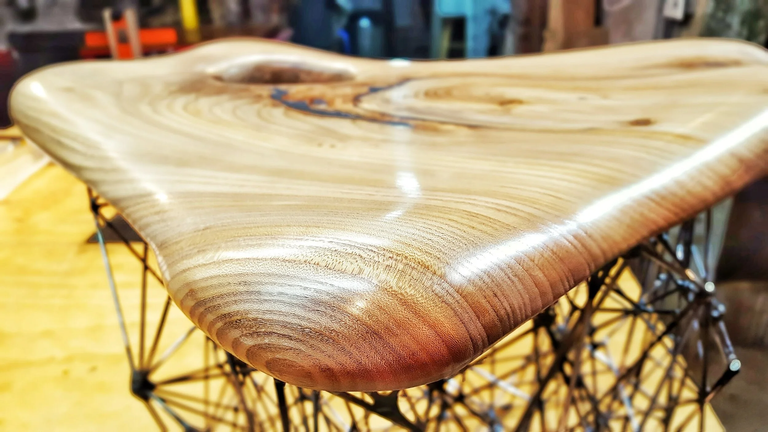 Network Stool Elm  Seat Steel base [detail] 