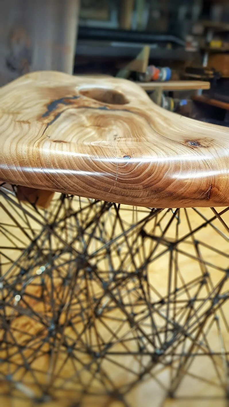 Network Stool Elm  Seat Steel base [detail] 