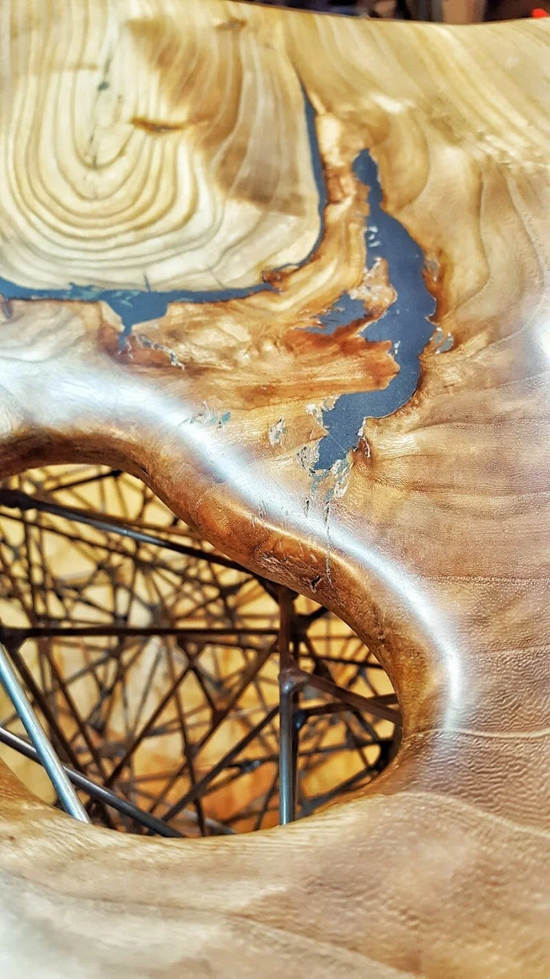 Network Stool Elm  Seat Steel base [detail] 