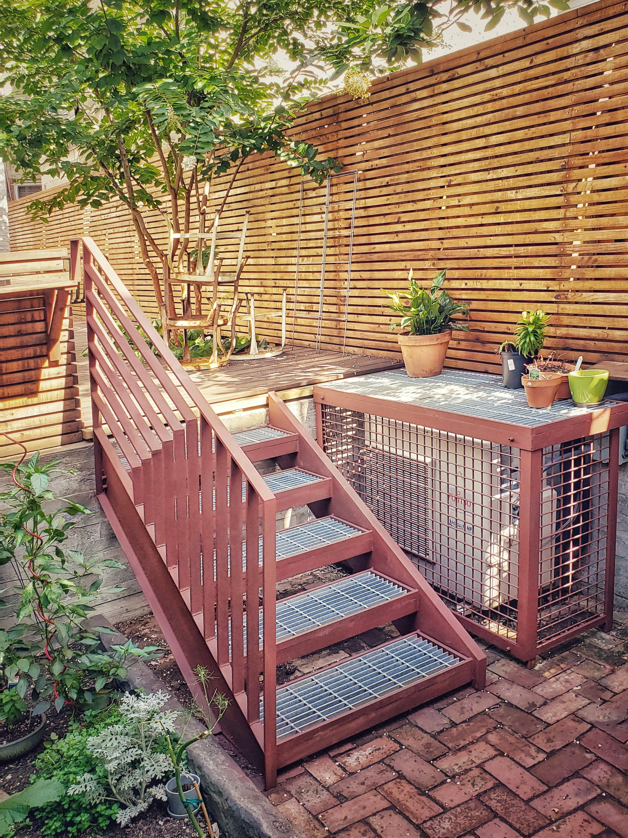 Erin's Backyard Steps and Condenser Cover