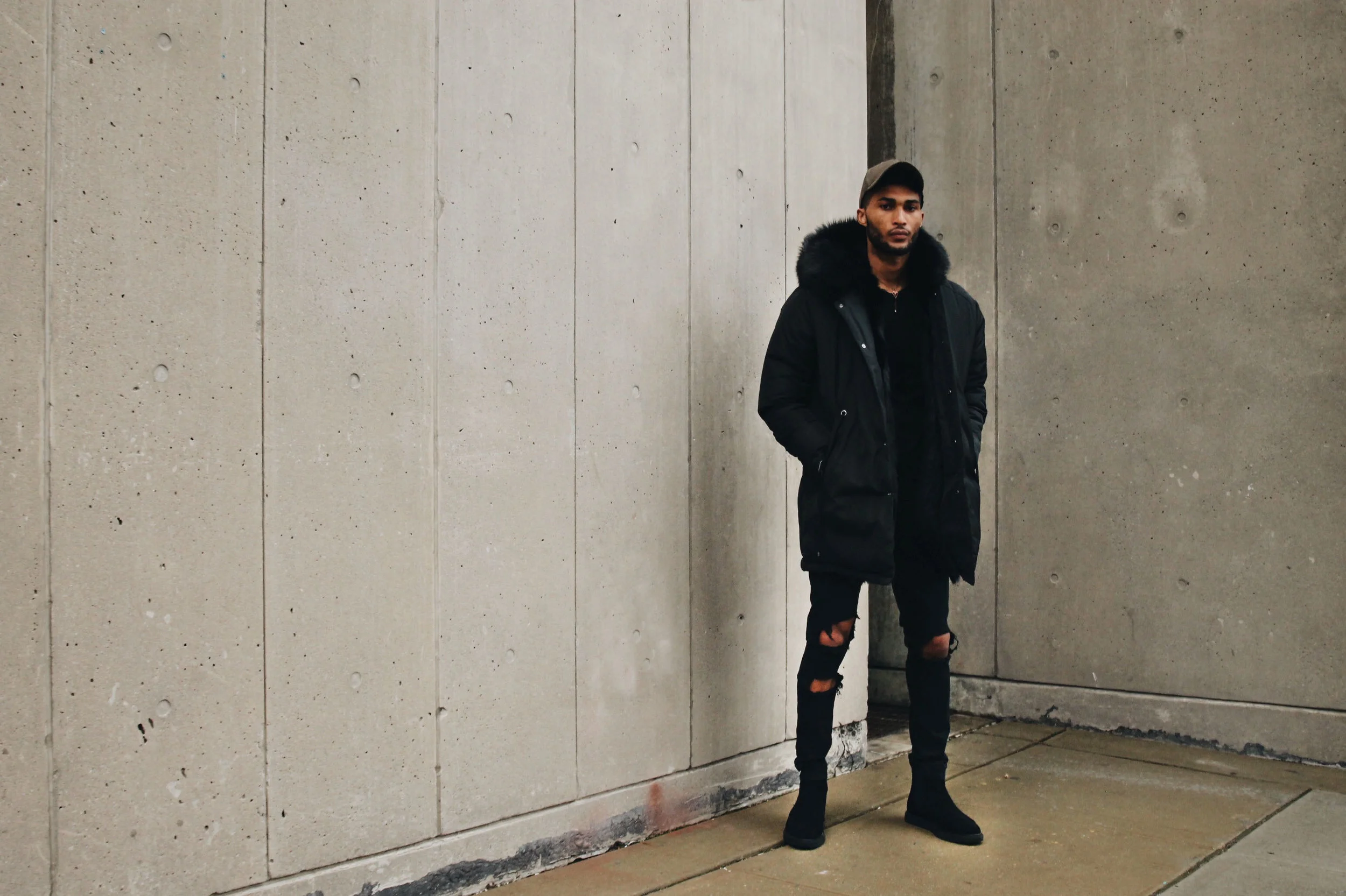 triomphe fur lined coat