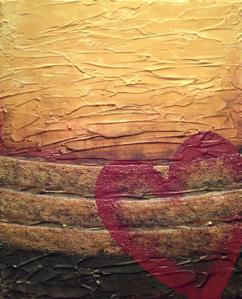 Grungy Valentine 1 mixed media on board, sold