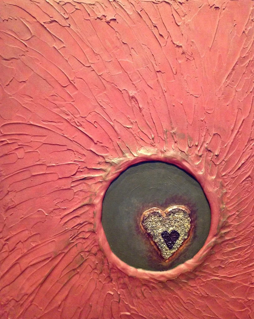 Grungy Valentine 2 mixed media on board, sold