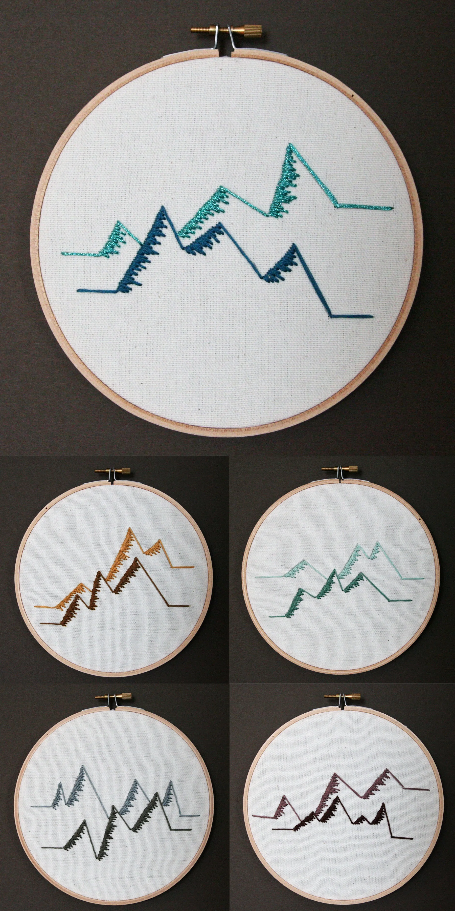Mountains | embroidery on canvas | $25/each