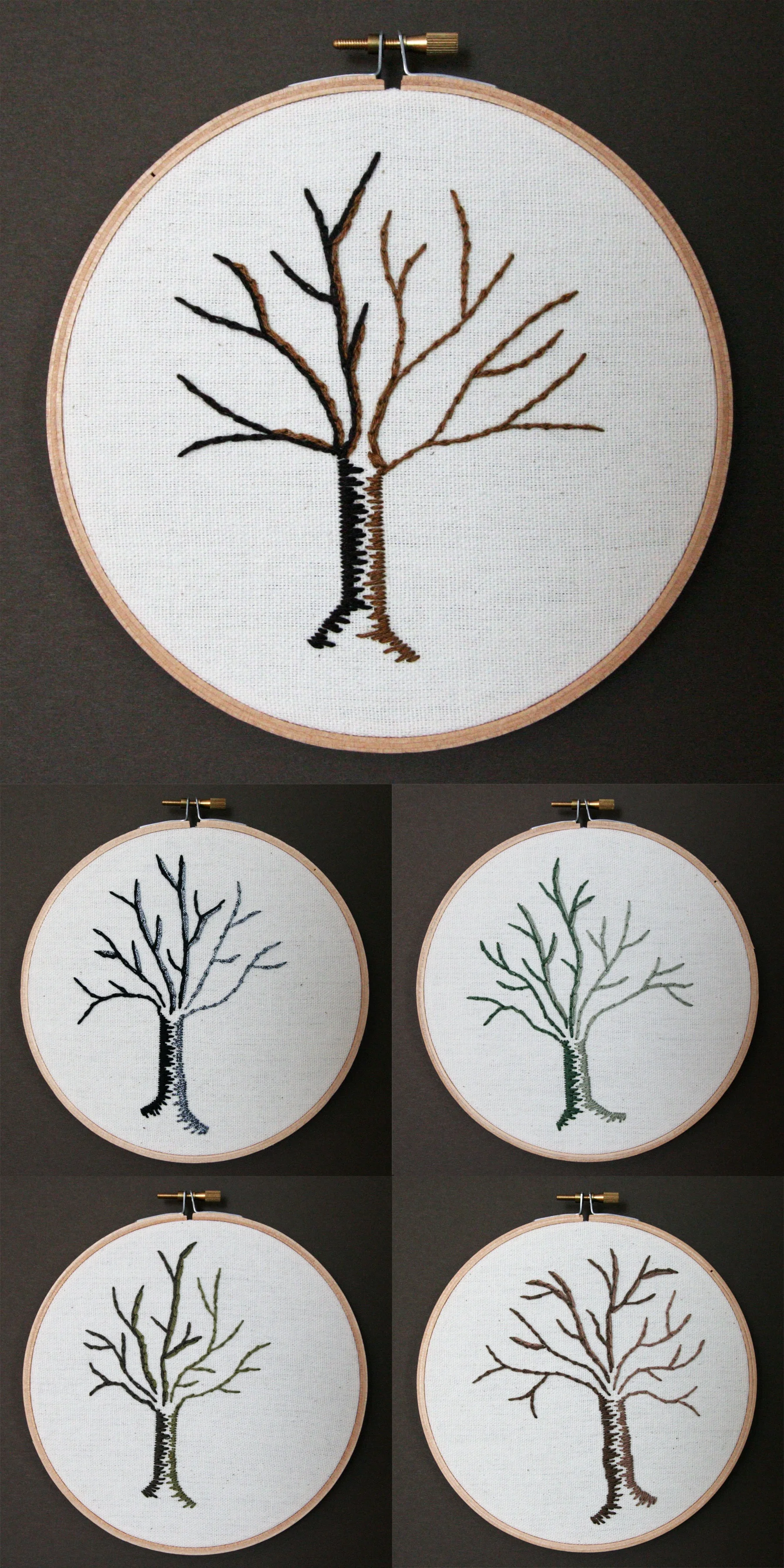 Trees | embroidery on canvas | $25/each