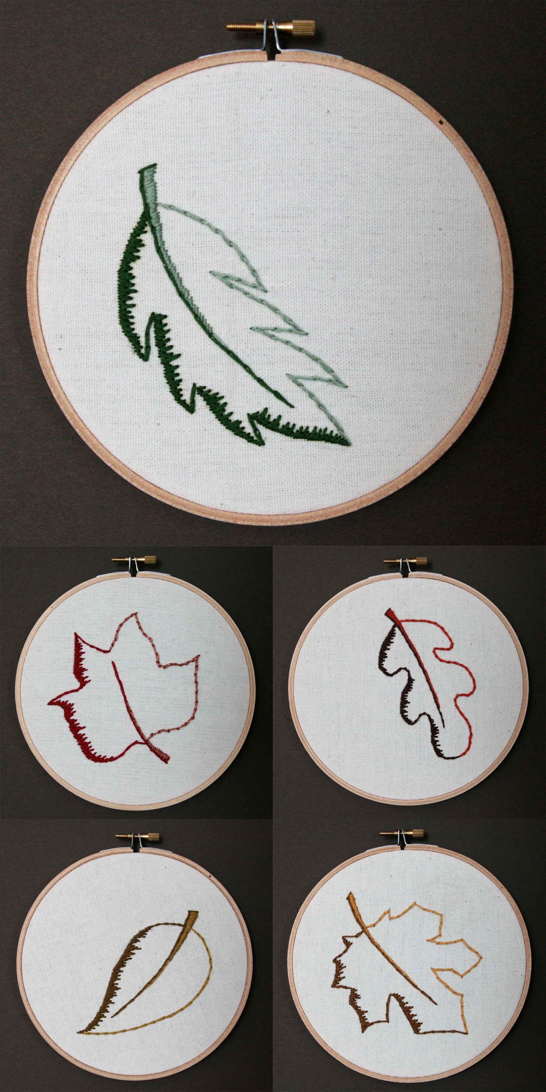 Leaves | embroidery on canvas | $25/each