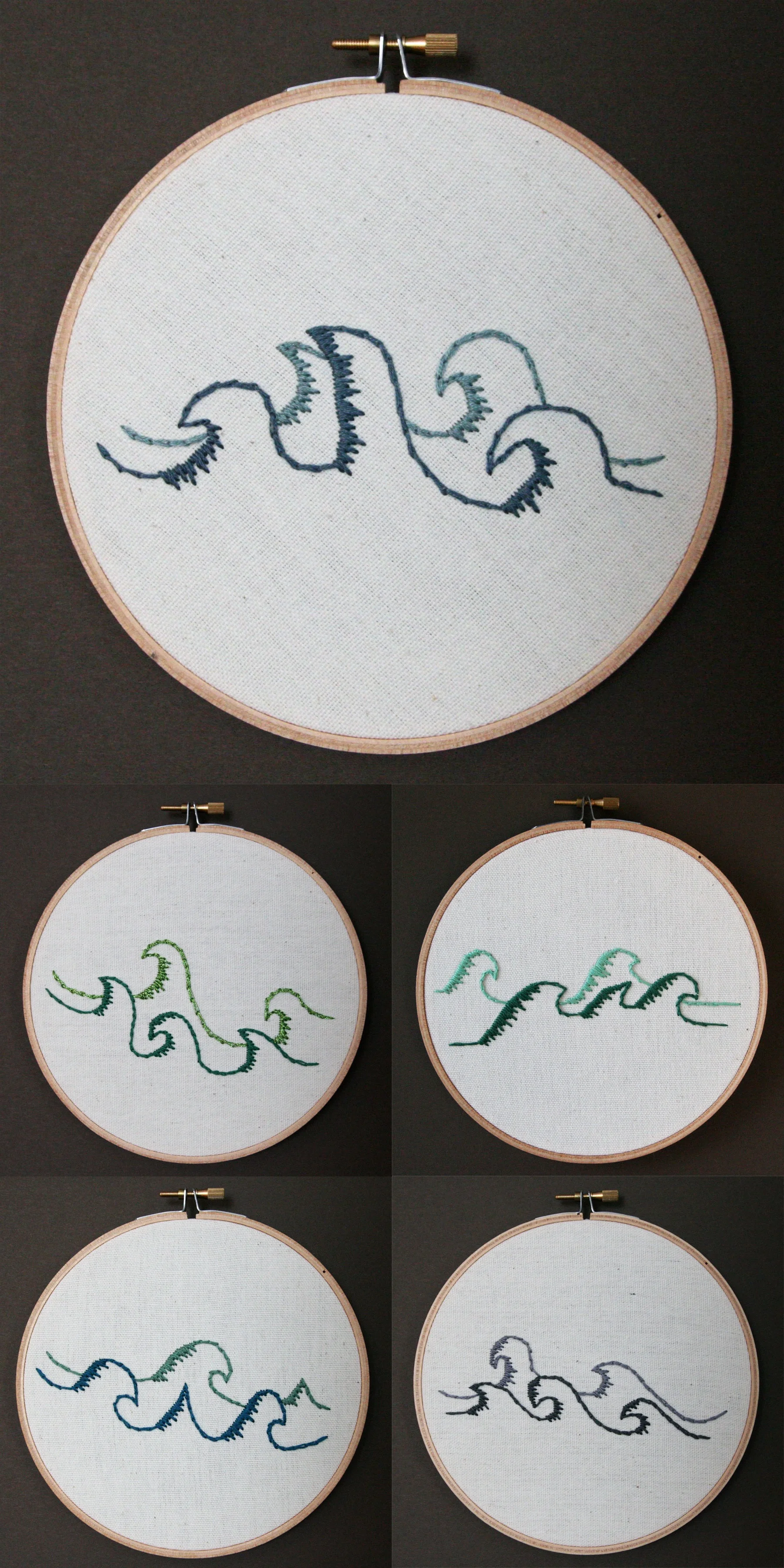 Waves | embroidery on canvas | $25/each