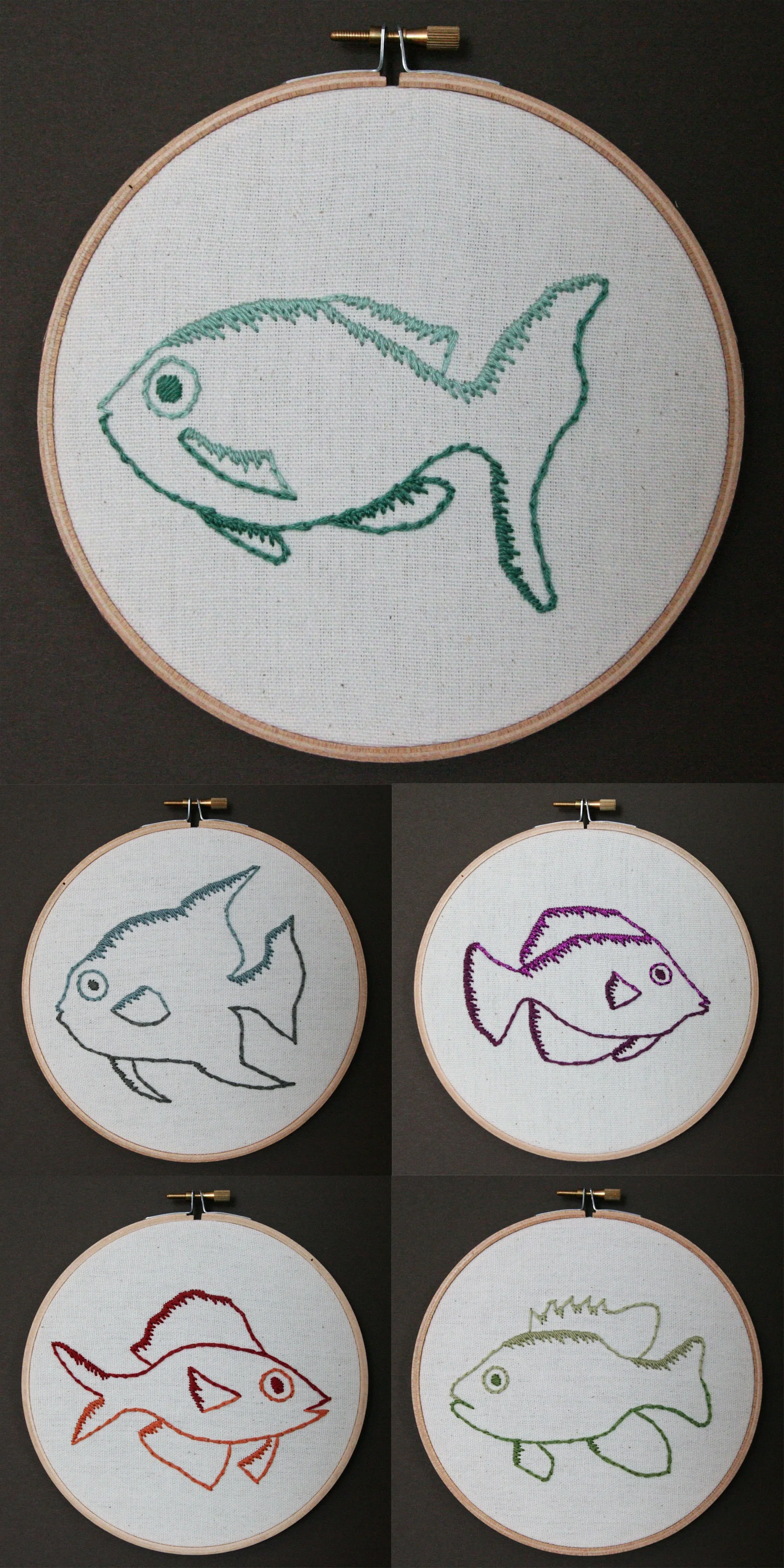 Fish | embroidery on canvas | $25/each