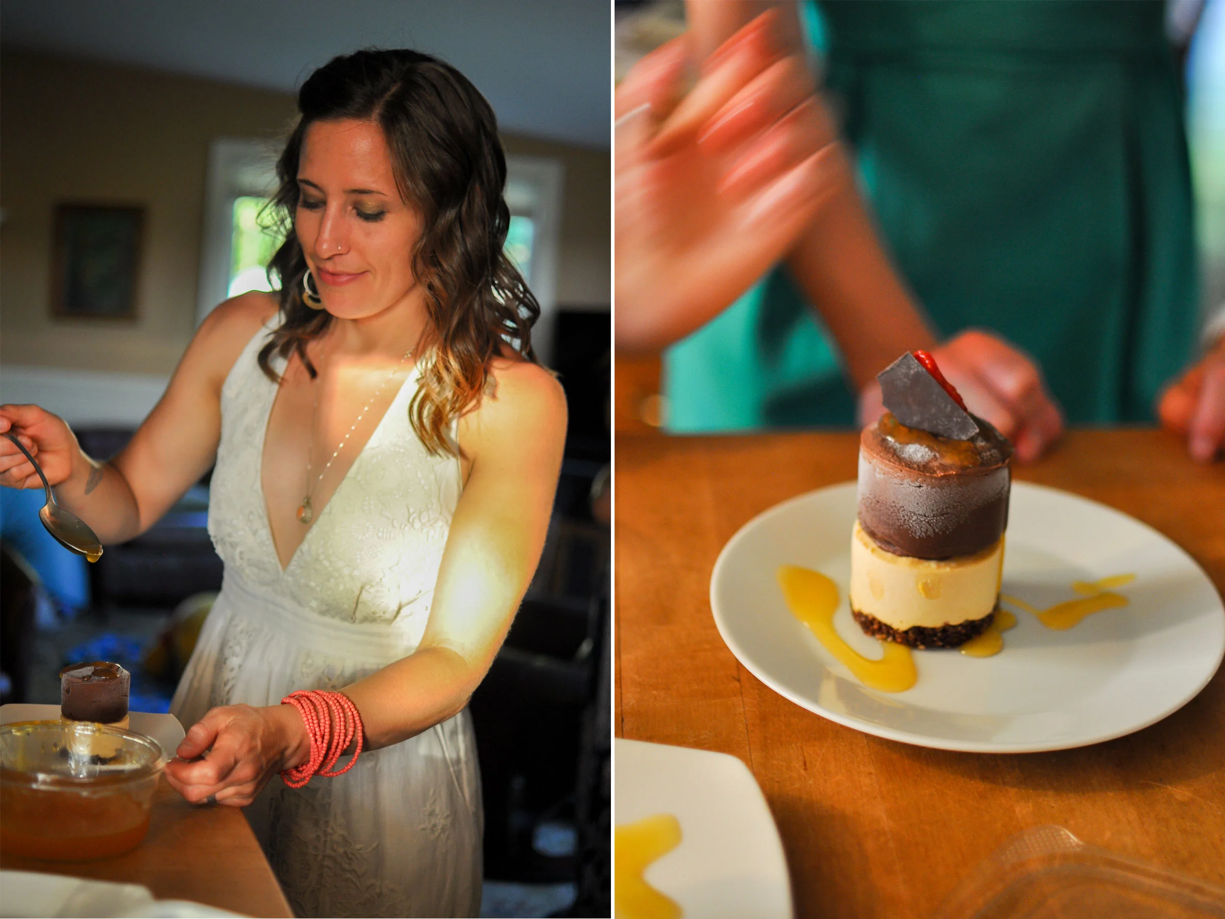 Vegan, raw passion fruit and chocolate cheesecakes. Photos by Sandy King.