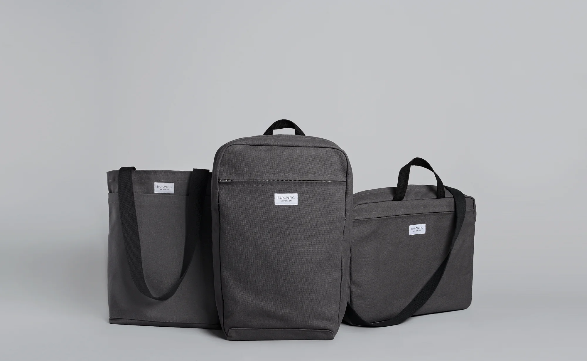 The three bags in the Charcoal option.