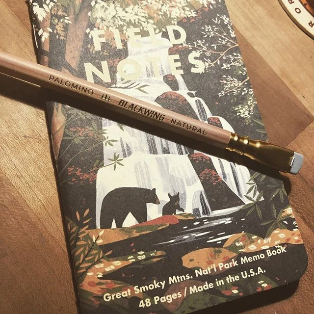 I ended up picking the @fieldnotesbrand Great Smoky Mtns. Nat&rsquo;l Park book. Pairs well with the @blackwing Natural I&rsquo;m using, I like the cute baby bear, and it&rsquo;s a favorite of my mom&rsquo;s and where she wants me to spread her ashes. #fieldnotes #59parks #blackwing #stationery