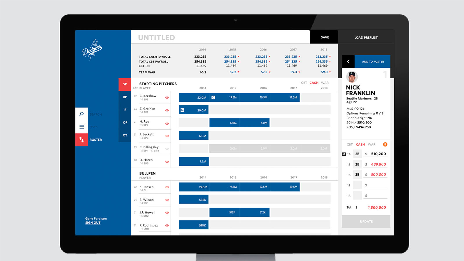 Final design for Roster interface