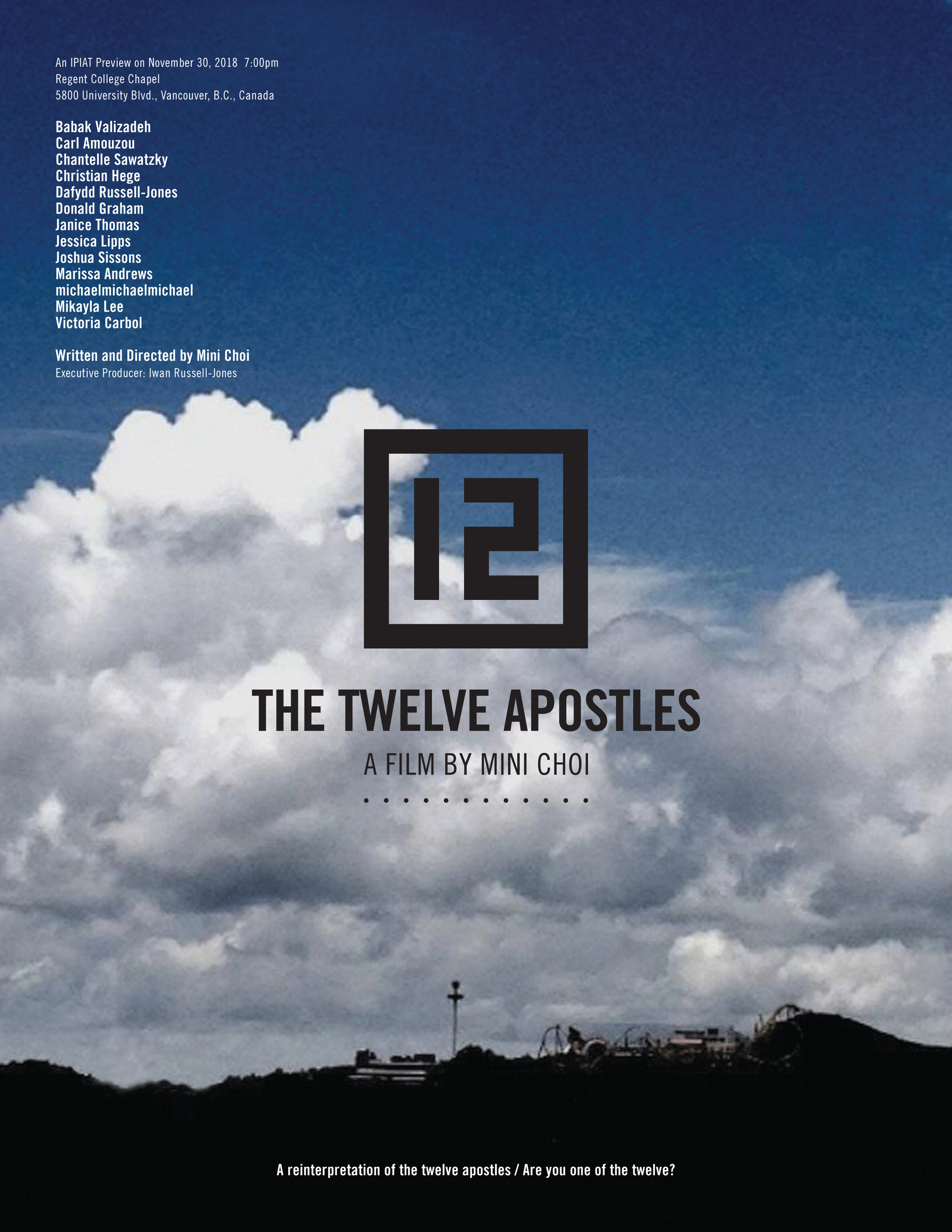 IPIAT - The Twelve ApostlesWe warmly invite you to reserve the evening of November 30th for the celebration of God’s works of art. Come to the preview of Mini’s film The Twelve Apostles. Inspired by the biblical narratives, Mini reinterprets a conte…