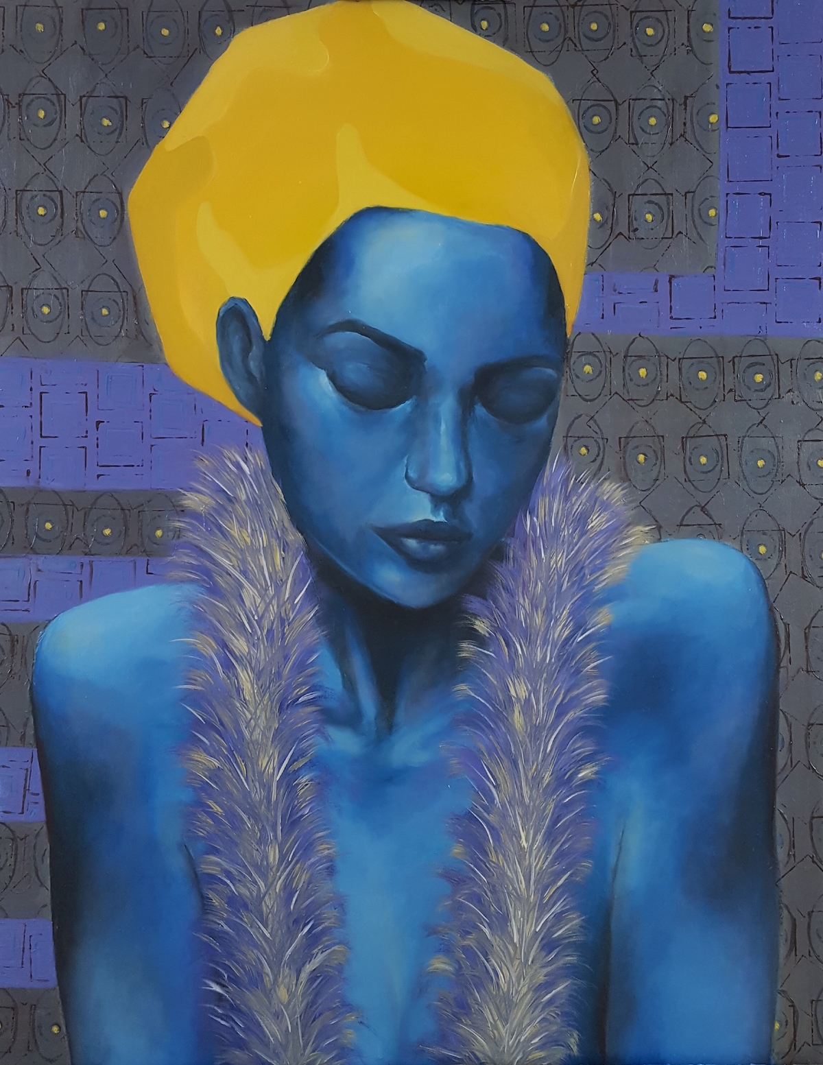 Blue woman 2. Pastels, Acrylics & oils on canvas. 59.5 x 76cm.jpg