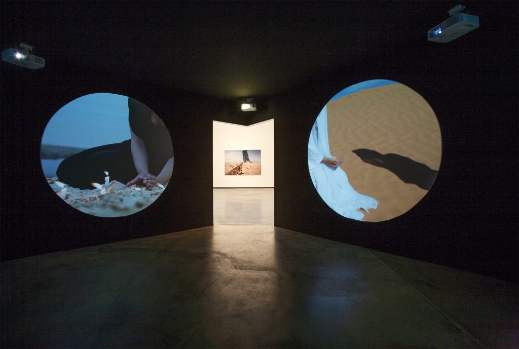  Exhibition view with works from Sama Alshaibi, photo by Hans Schroeder 