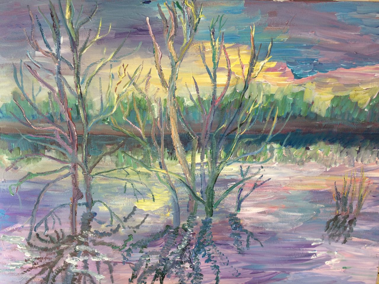 Trees in the water, acrylic, canvas, 50x70, 2017.jpg