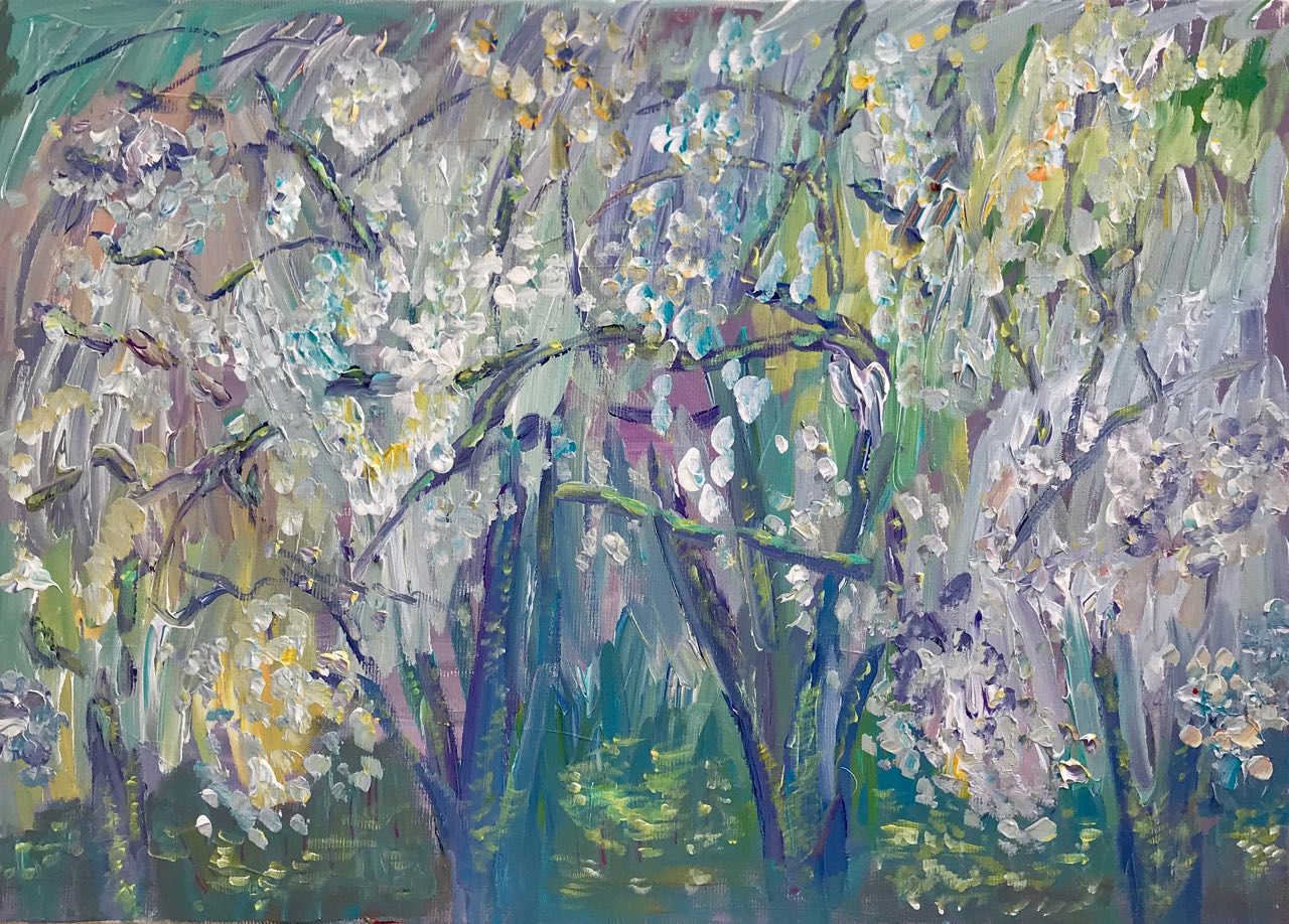 Apple trees in bloom, acrylic, canvas, 50x70, 2017.jpg