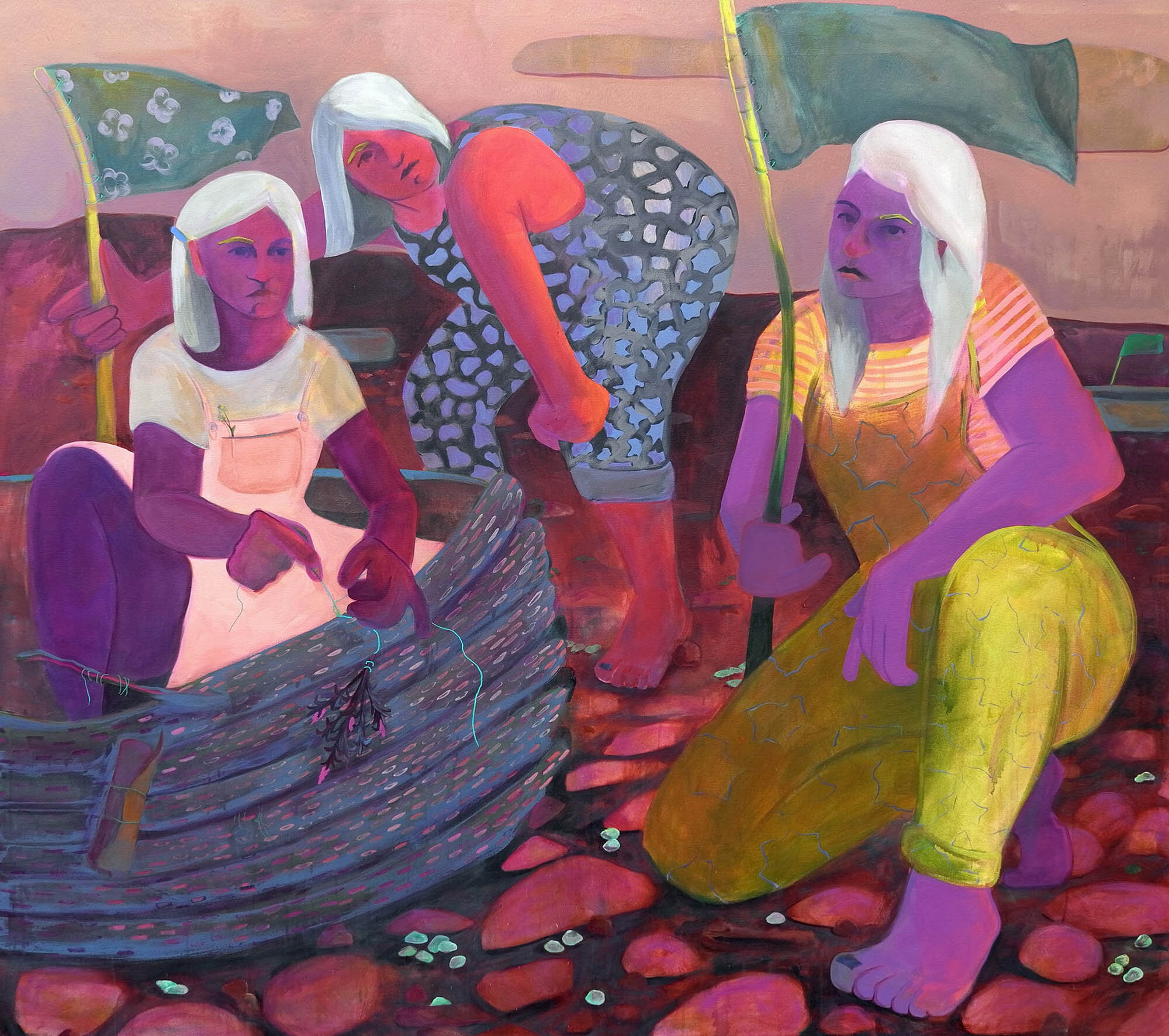   Genevieve Cohn, Women Like You Build Bowers, 2018, Acrylic on Canvas, 68"x76"  