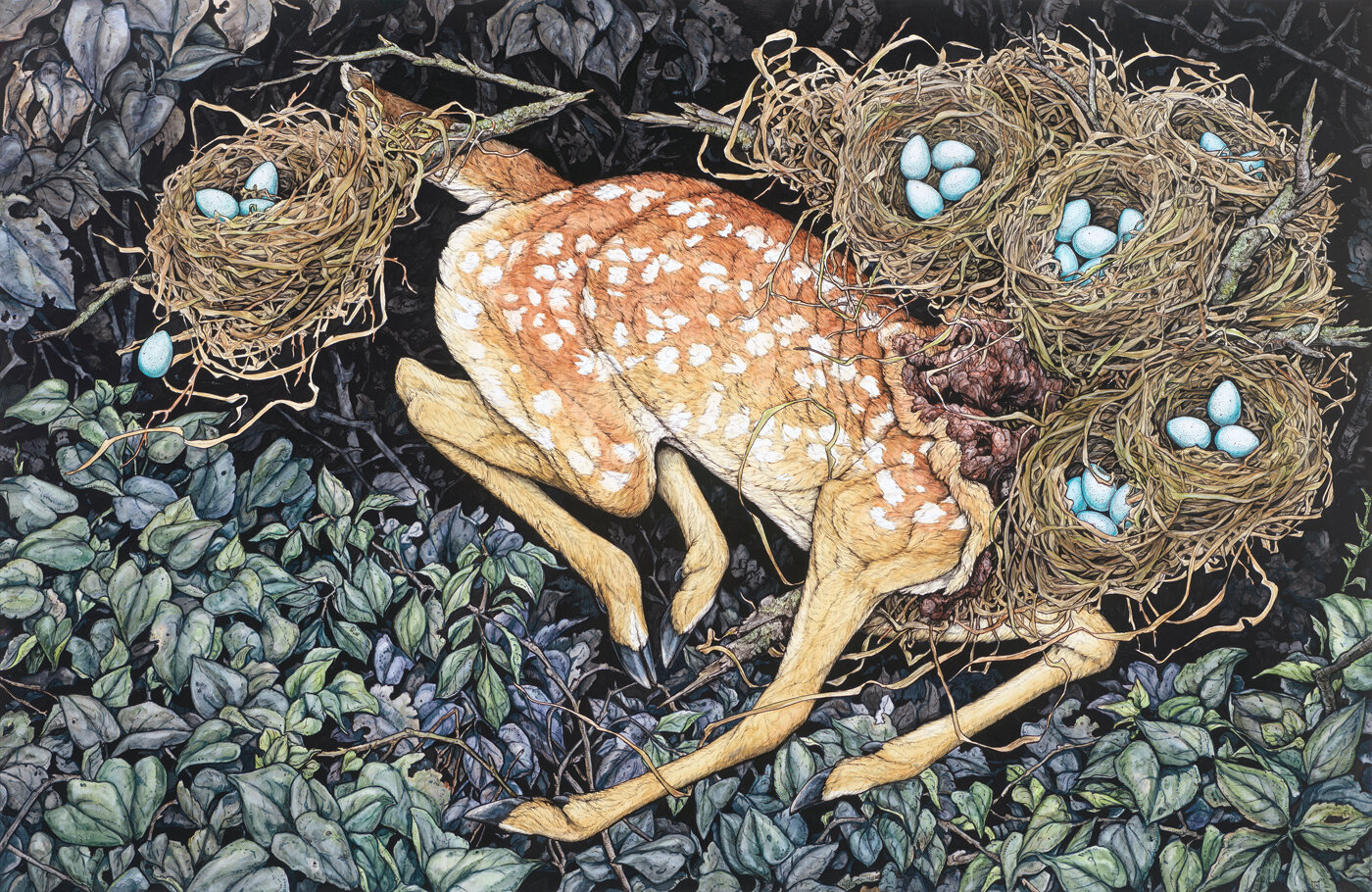 Lauren-Marx_Nested-Fawn_Pen-watercolor-ink-gel-pen-gouache-and-colored-pencil-on-mixed-media-paper_25.75-x-40.jpg