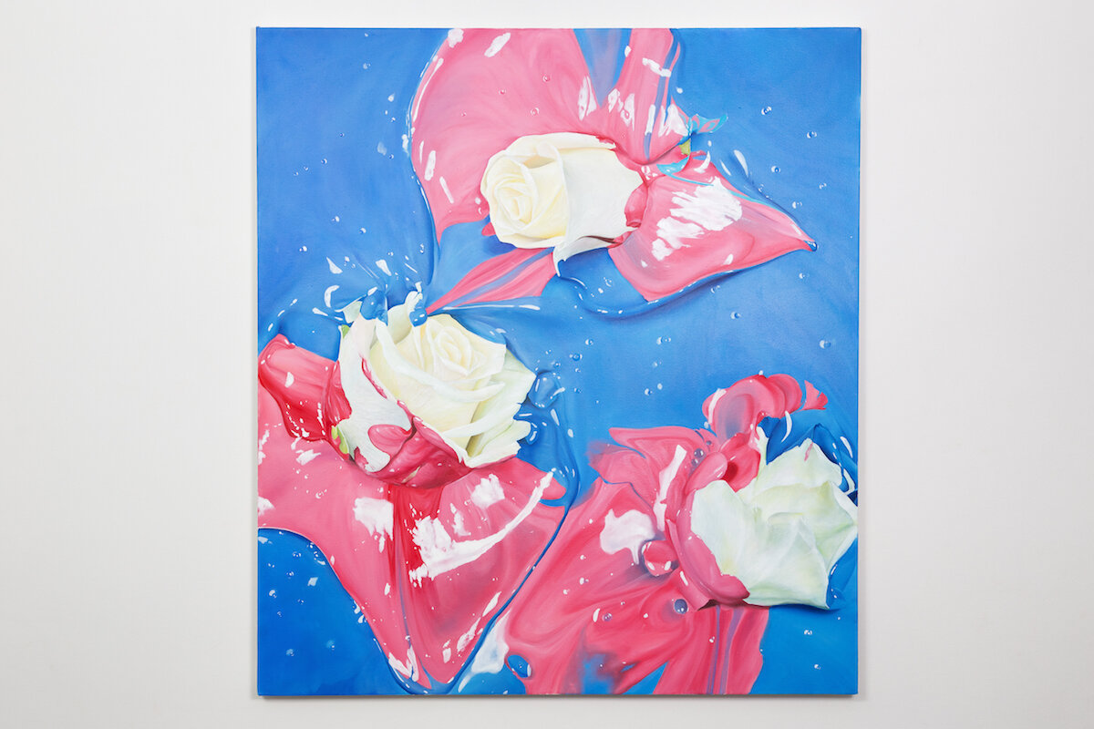 Roses in blue paint, hand made on canvas, oil, 90x100cm, 2017.jpg