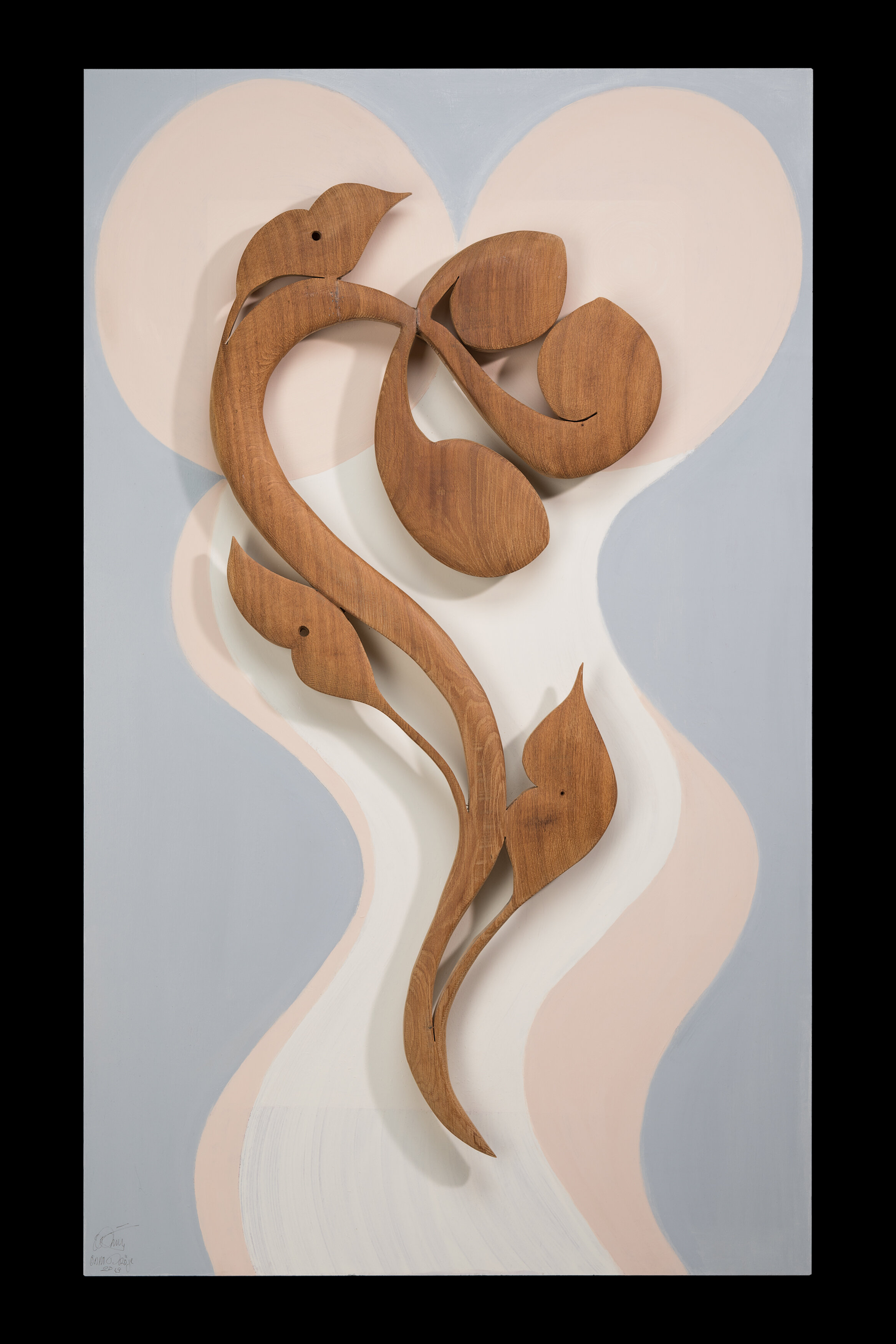 Love Flower: wooden sculpture on Panel 90 x 150cm