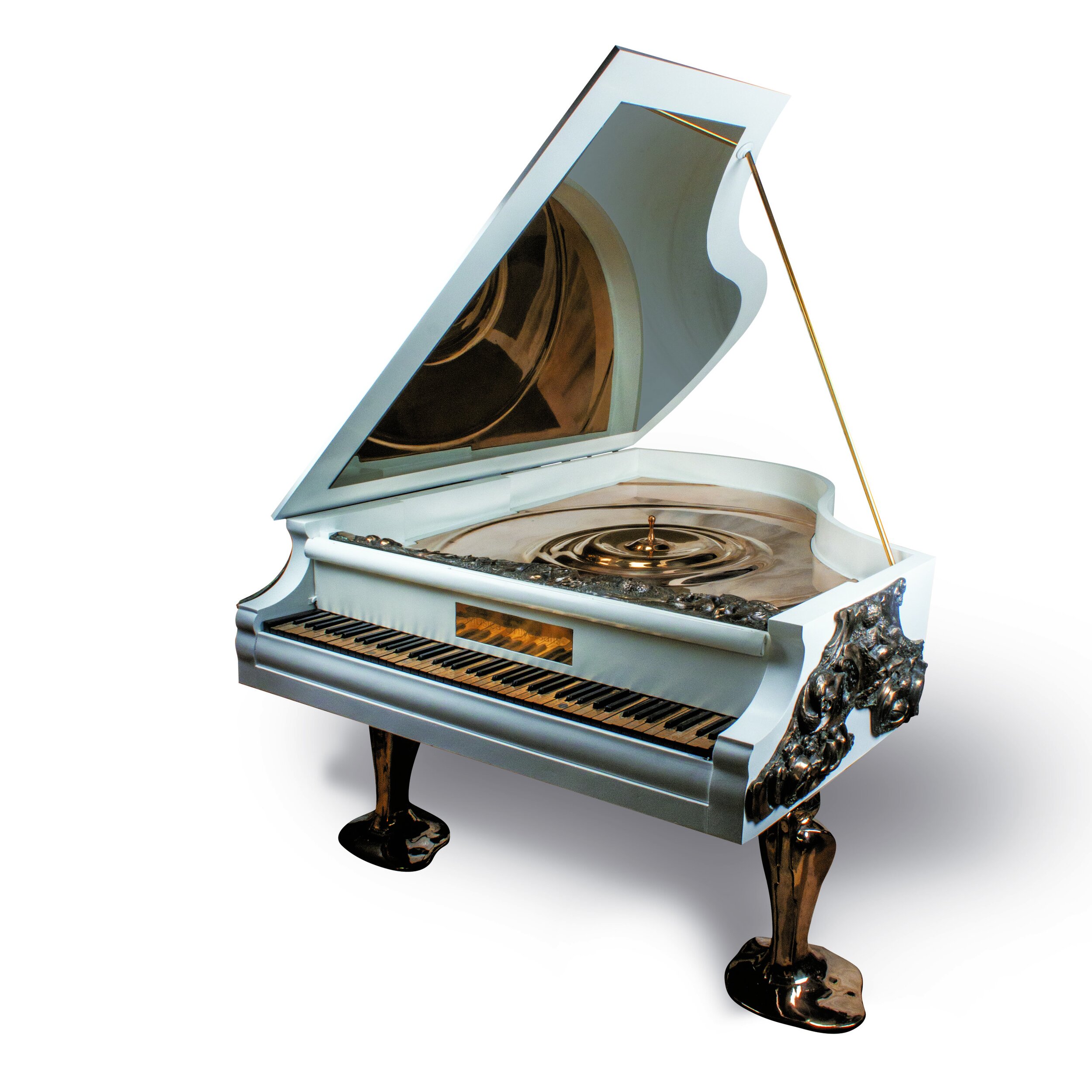 'Musica Universalis', Piano frame, bronze, glass