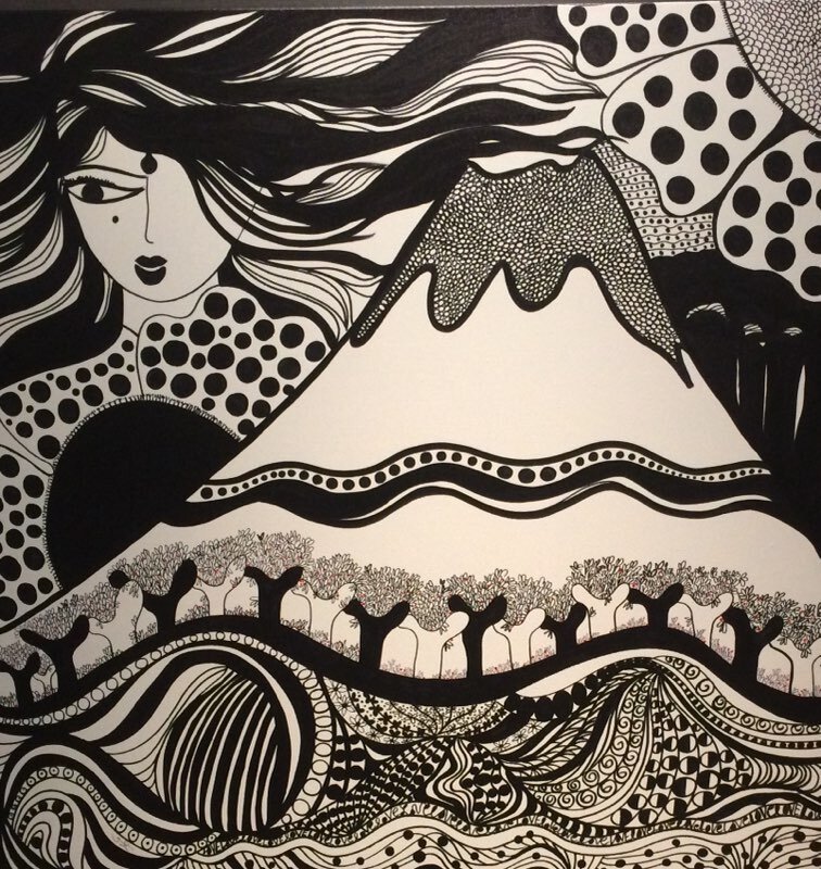 Spirit of The Mountain ll. Ink on canvas. 100 cm x 100 cm