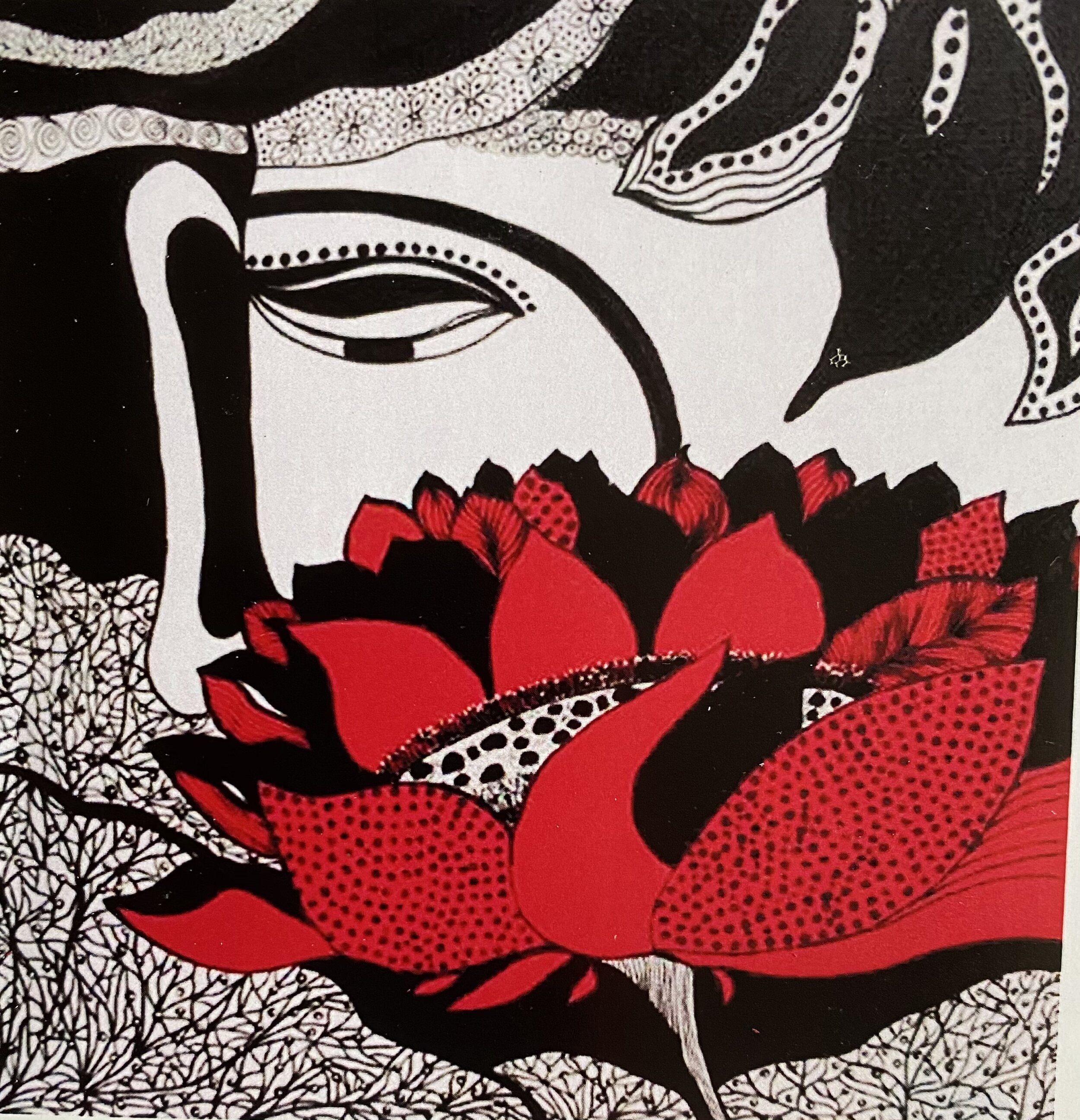 The Lord of The Lotus. Acrylic &amp; ink on canvas.  60 cm x 60 cm