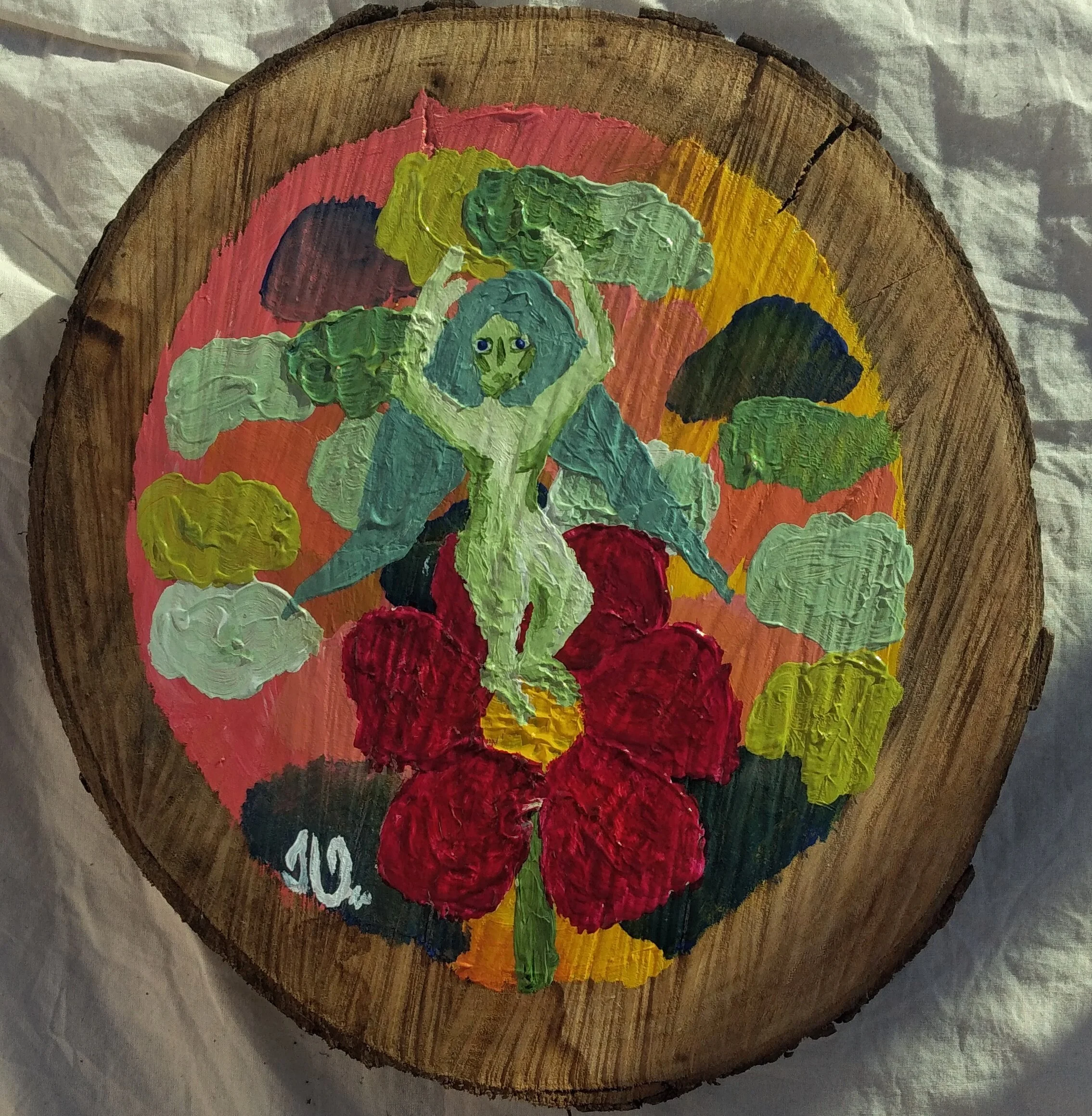 "Renascida" acrylic paint wood trunk 2021