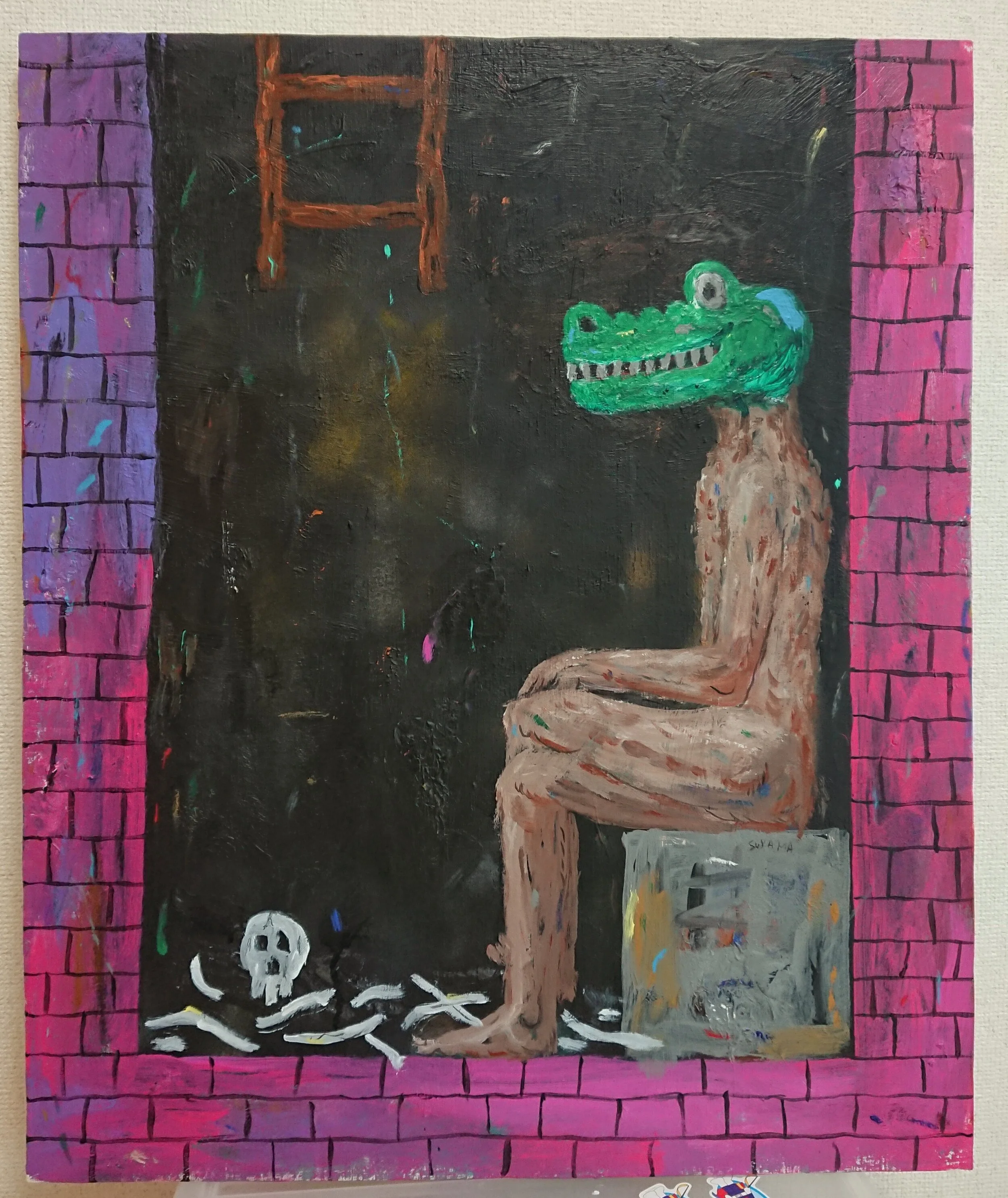 The man who doesn't know that he is waiting for food/acrylic on canvas/72x60cm