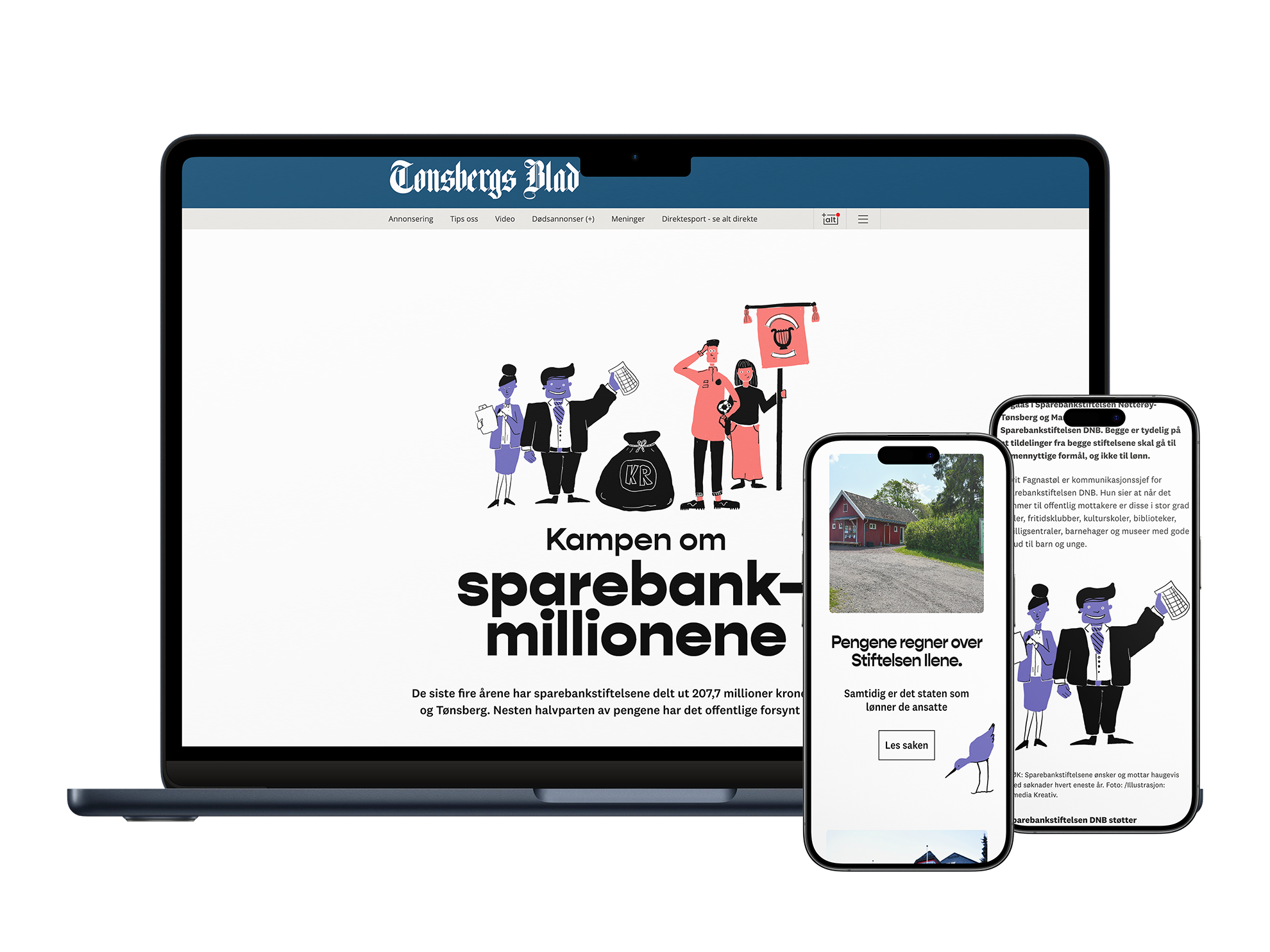 Mockup  av nettside vist i macbook og iphoneskjermer