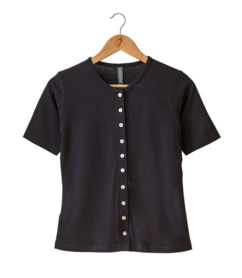 SILKSPUN BUTTON-THROUGH SHORT SLEEVE TOP 