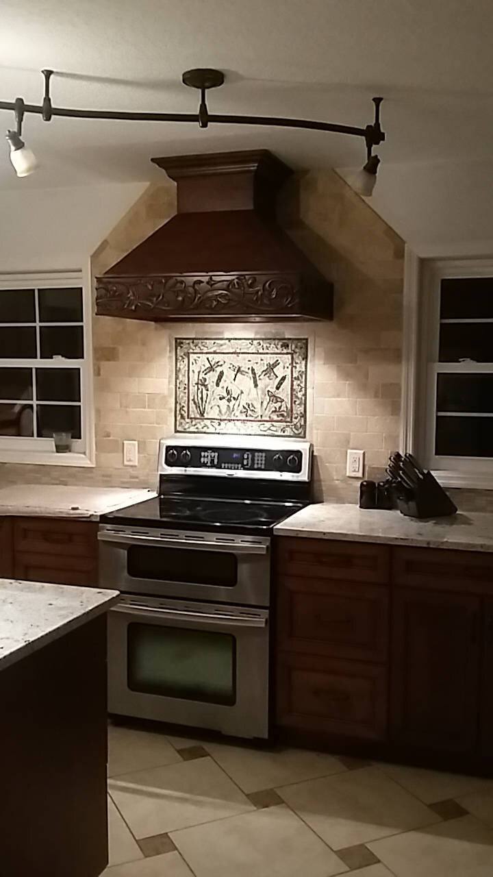 Mosaic Backsplash for Stove with Hood