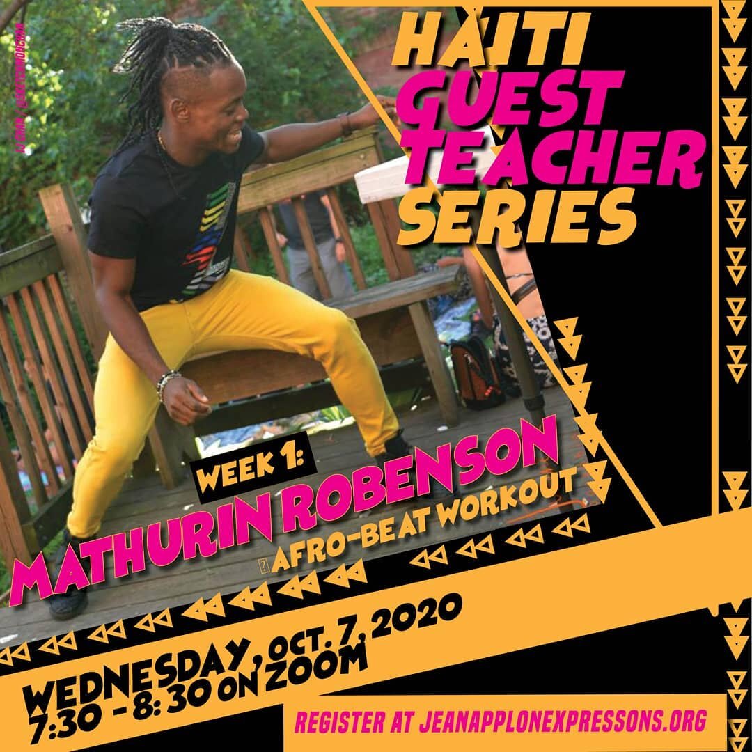 Catch @robensondancehaiti on Wednesday October 7th from 7:30-8:30pm ET via Zoom! This class is a high energy dance workout that is rooted in Haitian and African movements. It's certain to get your heartbeat racing, while you have a blast.

JAE's Hait