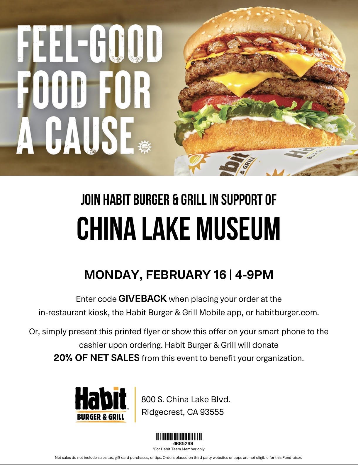Habit Burger Fundraiser 