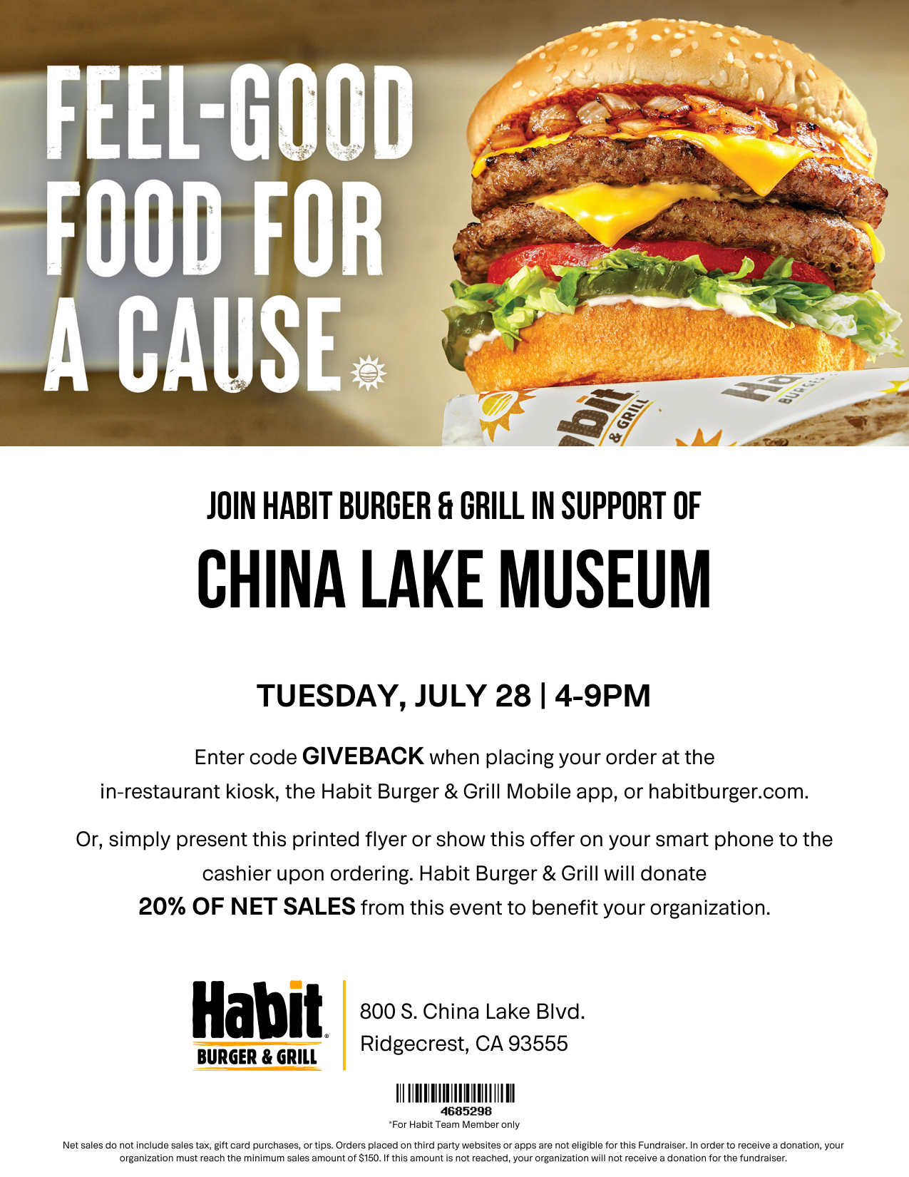 Habit Burger Fundraiser!