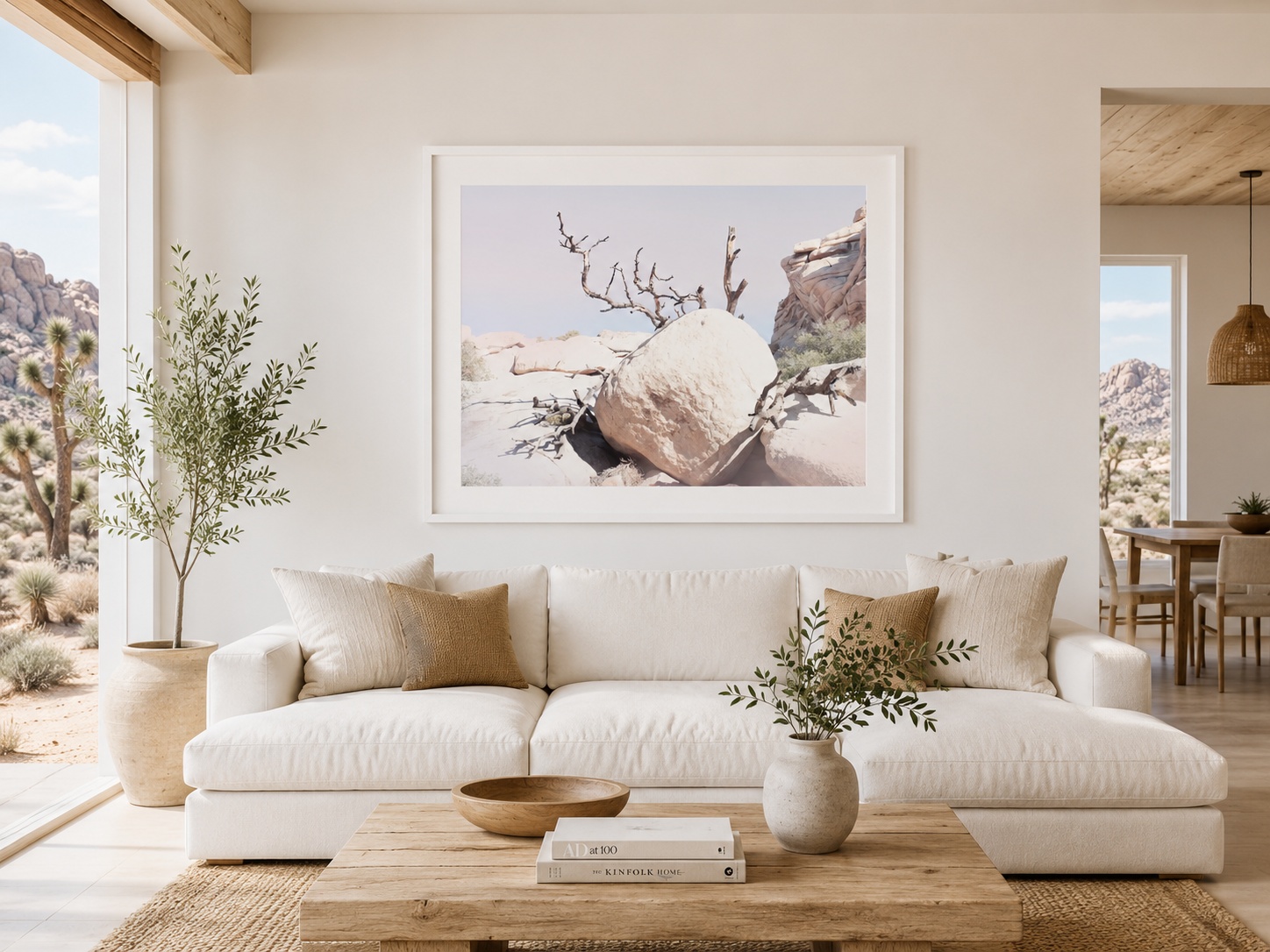 Joshua Tree Fine Art Photography Above Couch | White Framed Wall Art | Wilder California| Joshua Tree No.17