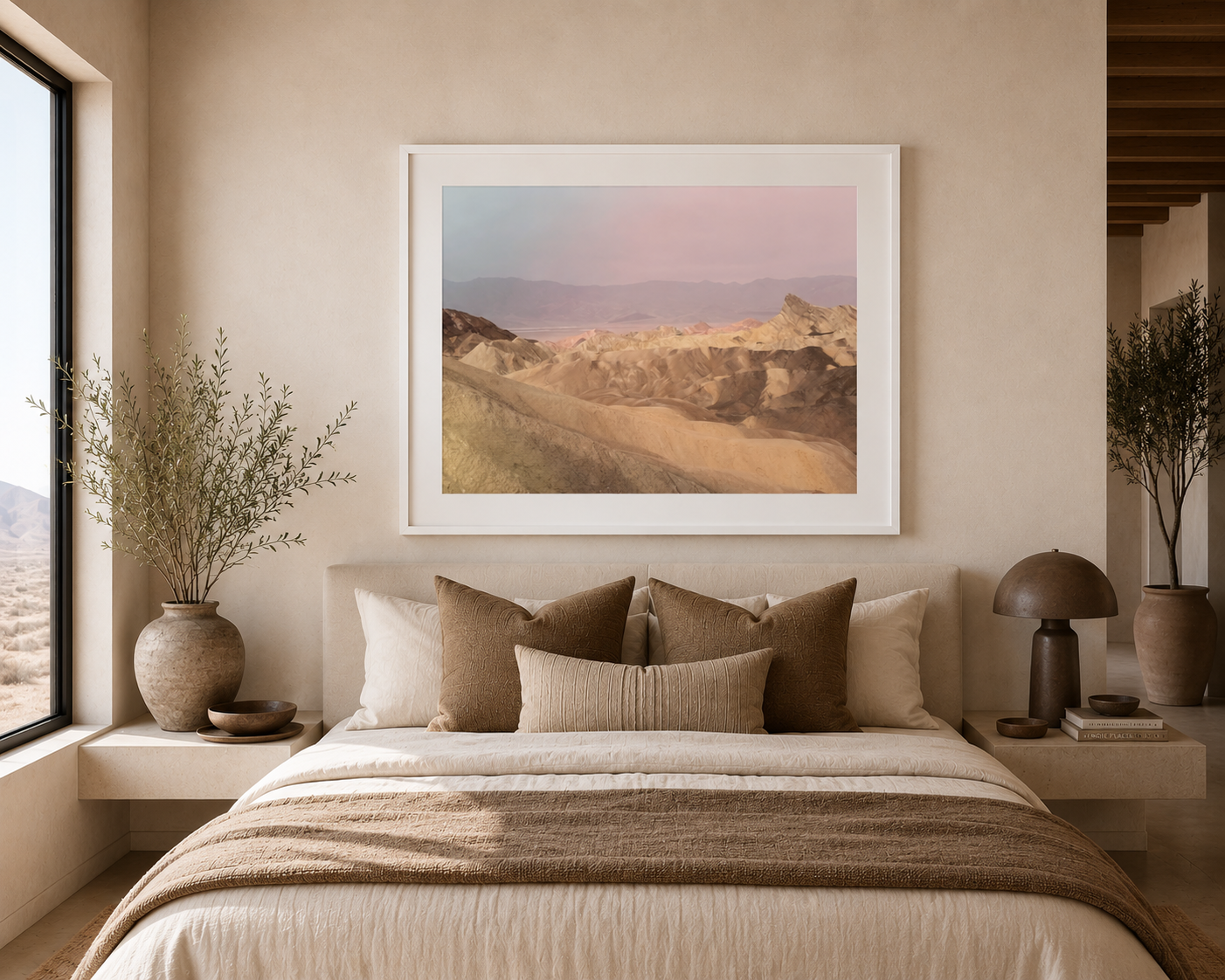 Death Valley Landscape Photography Above Bed | Modern Desert Bedroom Wall Art in White Frame | Wilder California| Death Valley wall art| Death Valley No. 10