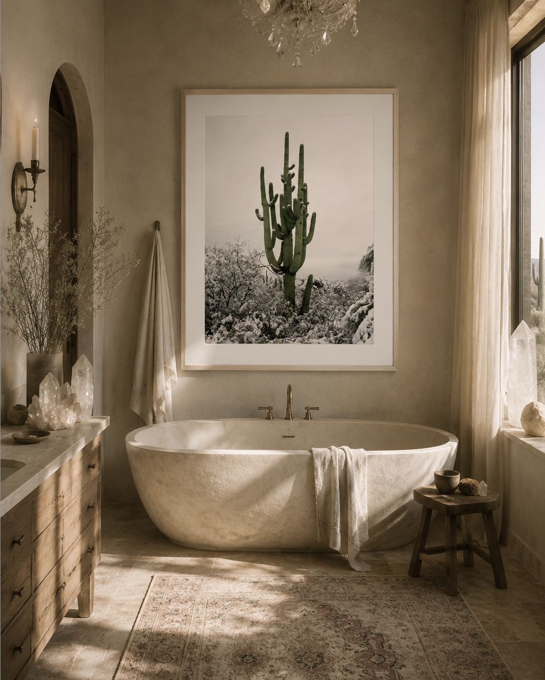 Saguaro No. 8| Cathedral in Snow – Framed Saguaro Cactus Winter Photography Print