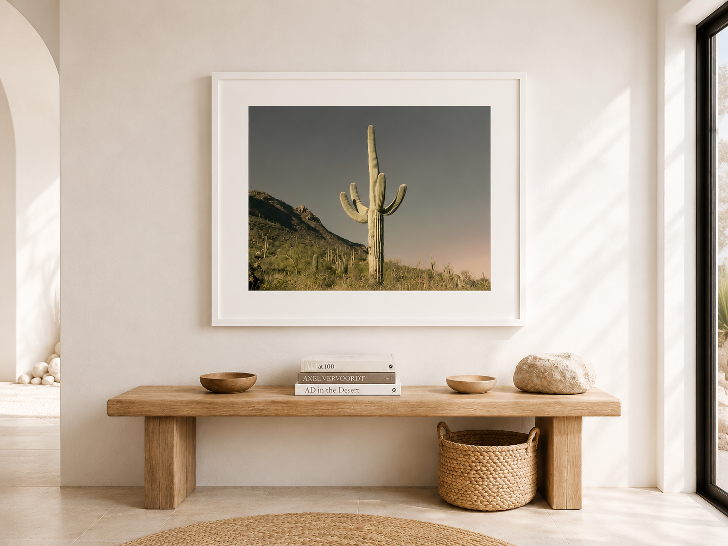 Saguaro Cactus Wall Art in White Frame | Neutral Desert Photography for  Airy Modern Entryway Decor| Saguaro No. 19  WILDER CALIFORNIA