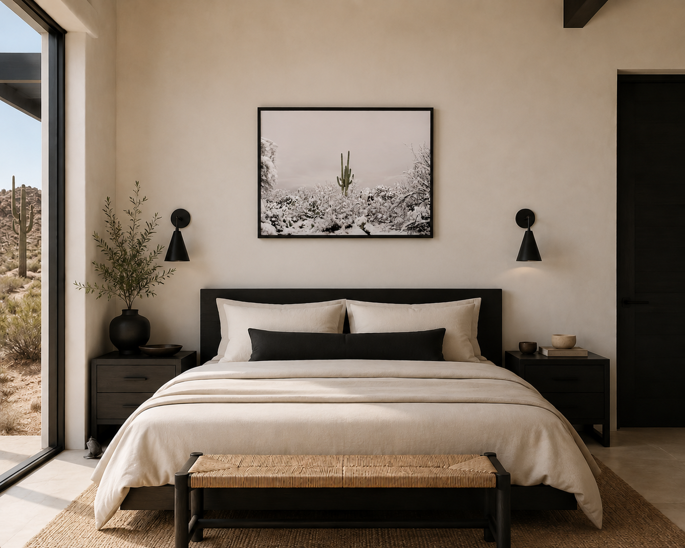 Snowy Saguaro Cactus Wall Art – Minimal Desert Photography – Modern Southwest Decor| Saguaro No. 1