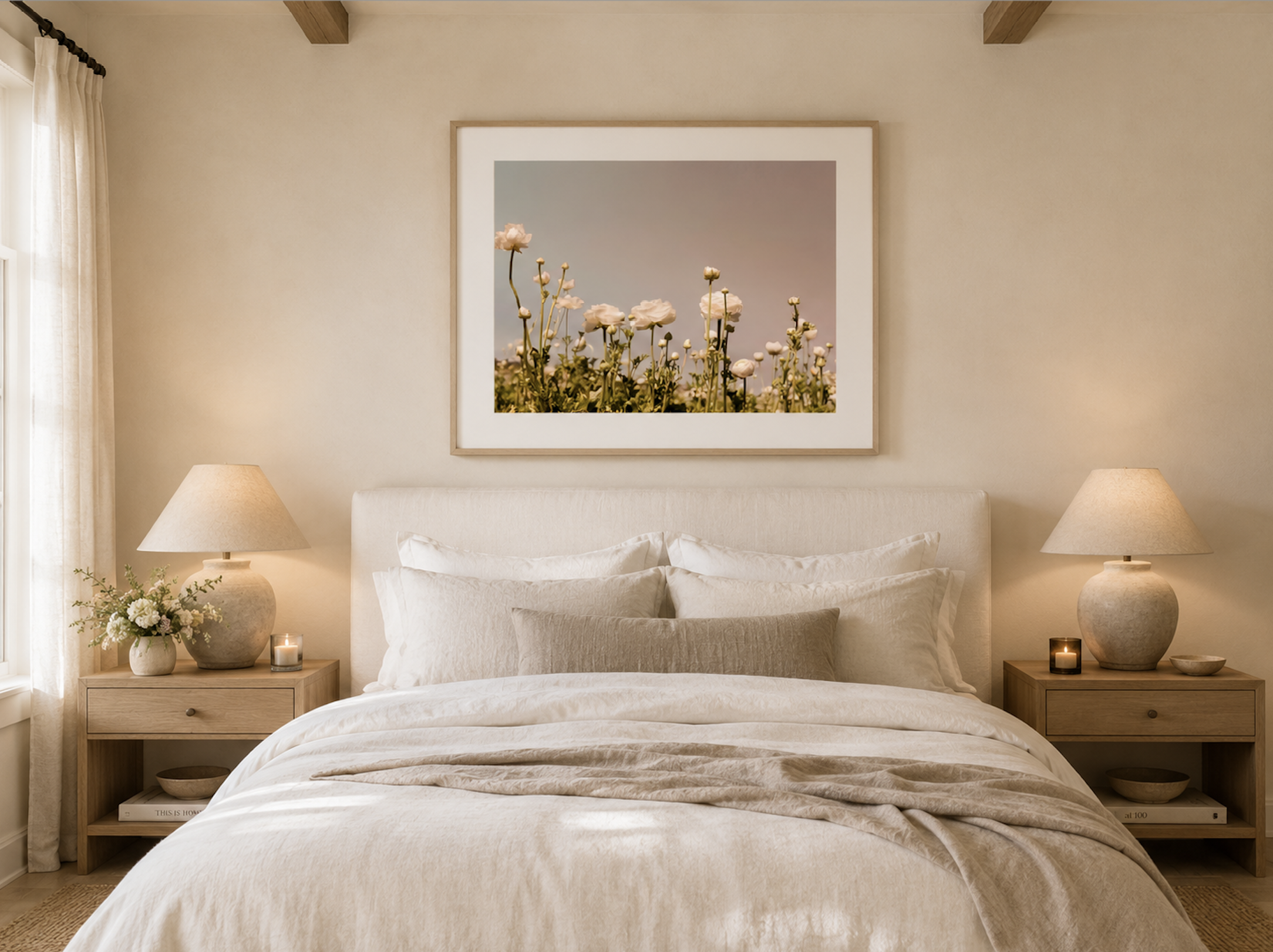 Flora No. 15| Ivory Ranunculus at Dusk | Fine Art Botanical Photography Print | Luxury Bedroom Wall Art