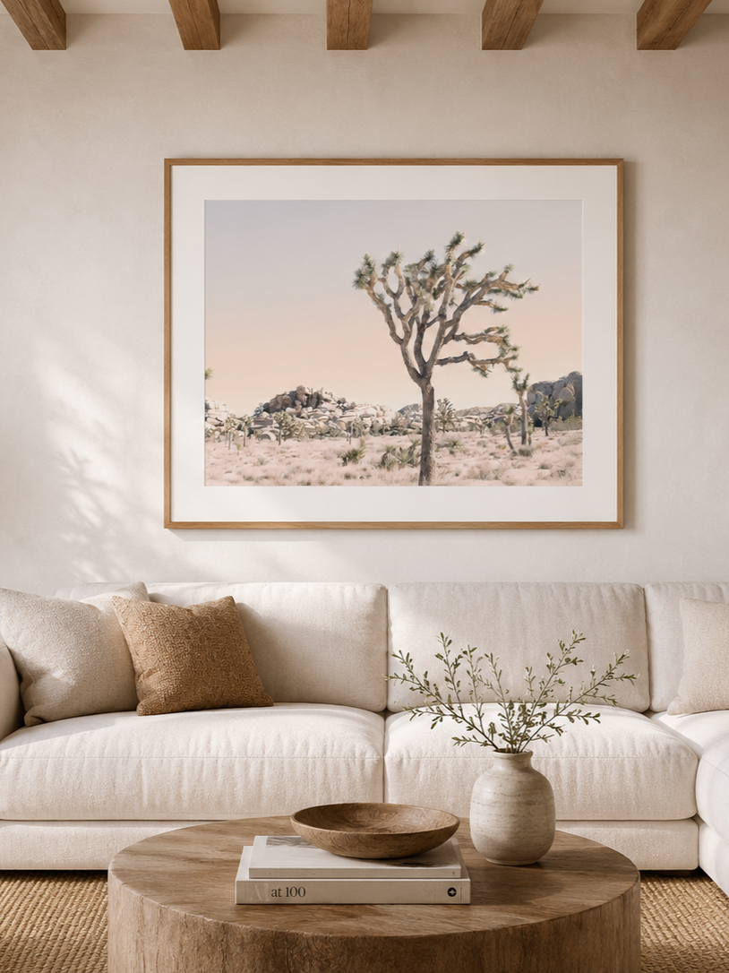 Joshua Tree Desert Print in Modern Neutral Living Room | Wilder California | Joshua Tree No.3